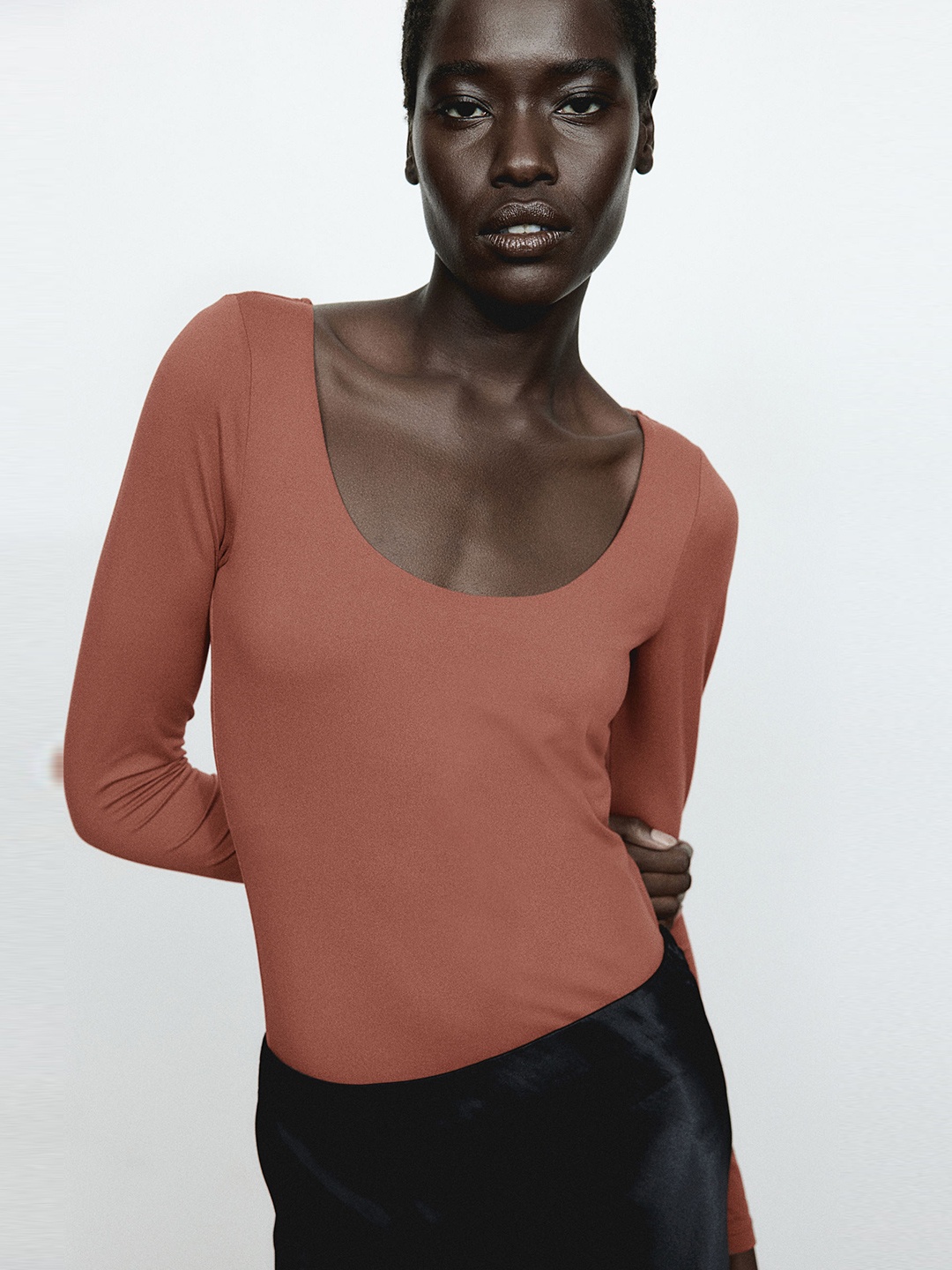 

H&M Long-Sleeved Jersey Top, Orange