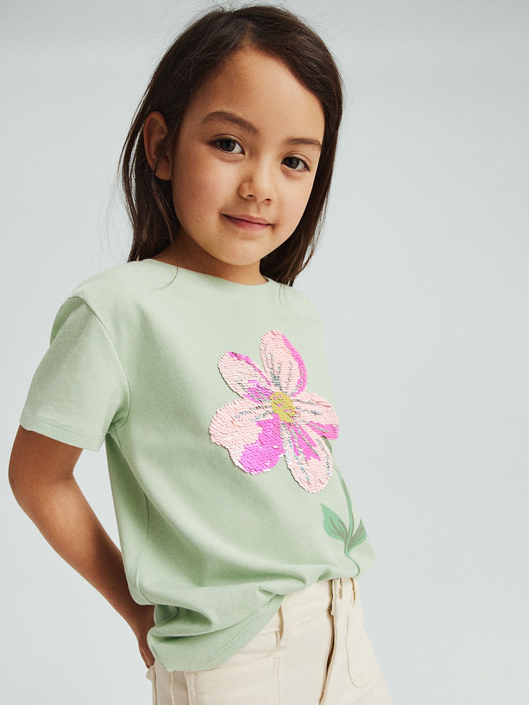 

H&M Girls Pure Cotton Top, Green