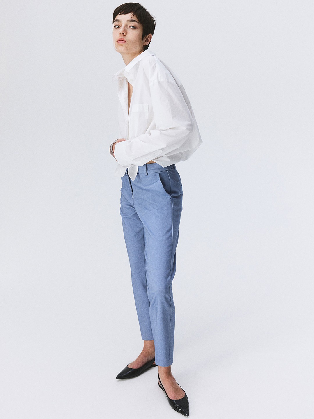 

H&M Women Cigarette Trousers, Blue
