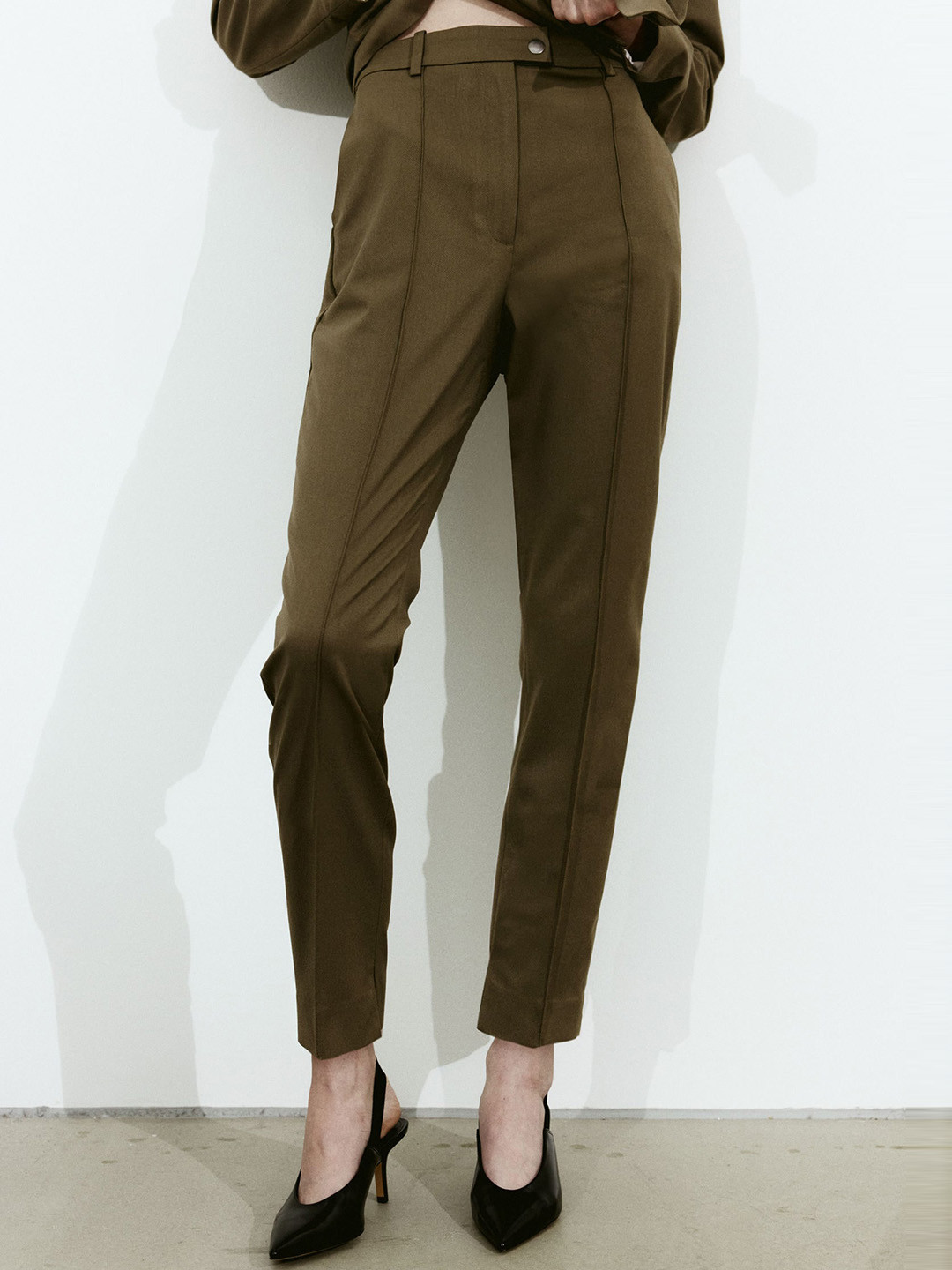 

H&M Women Tailored Trousers, Green