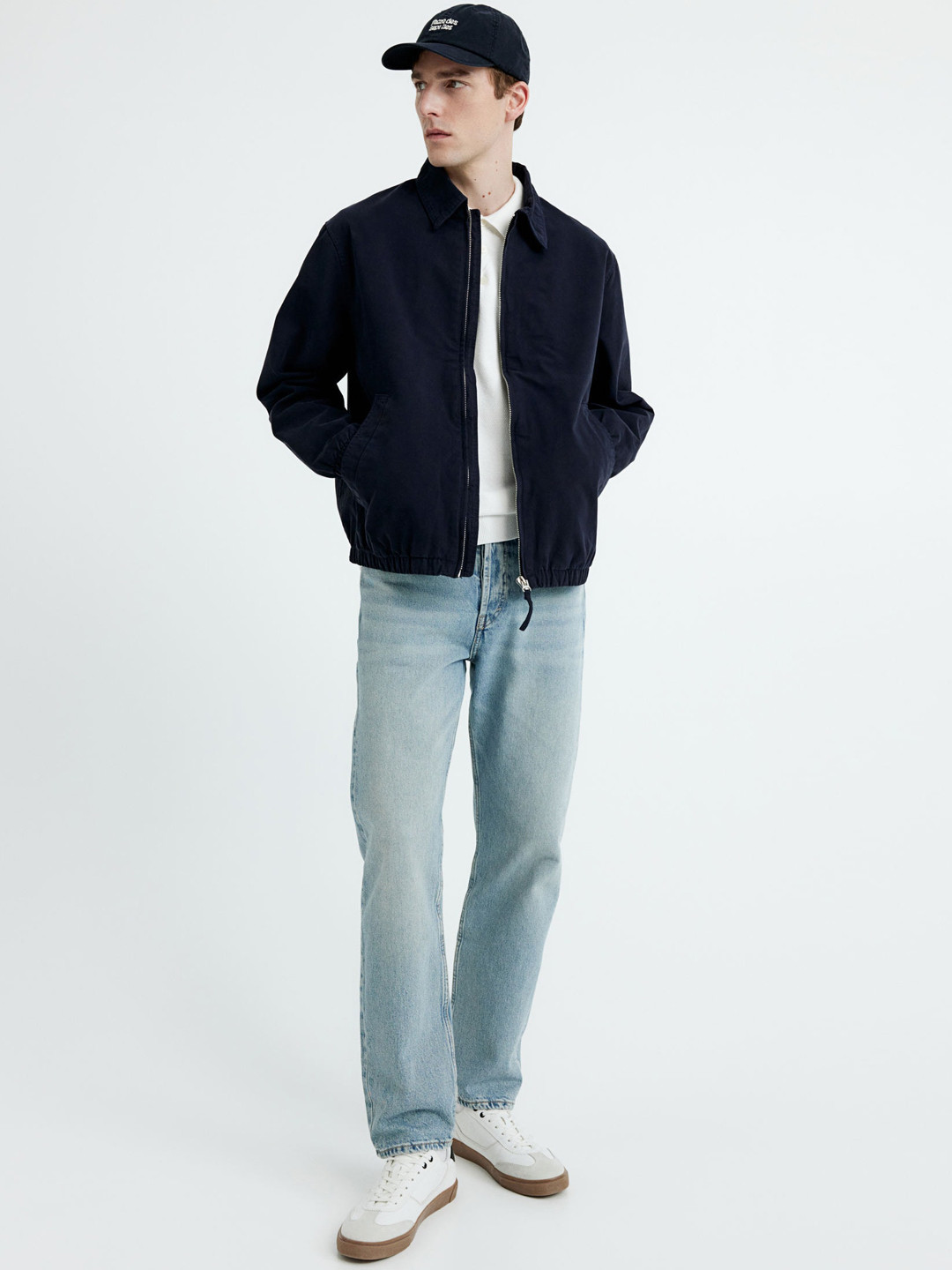 

H&M Pure Cotton Loose Fit Twill Jacket, Blue