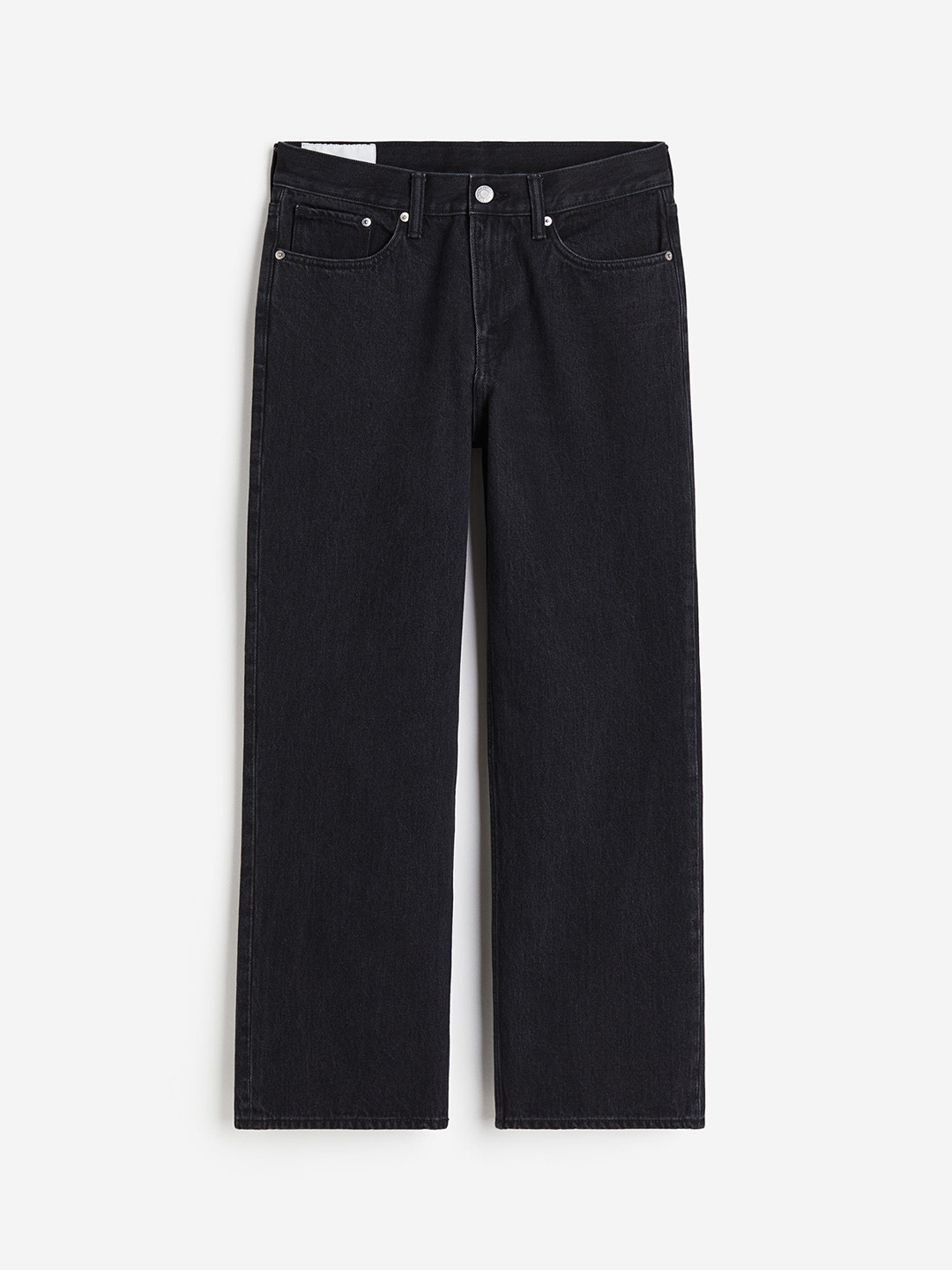 

H&M Men Pure Cotton Straight Relaxed High Jeans, Black