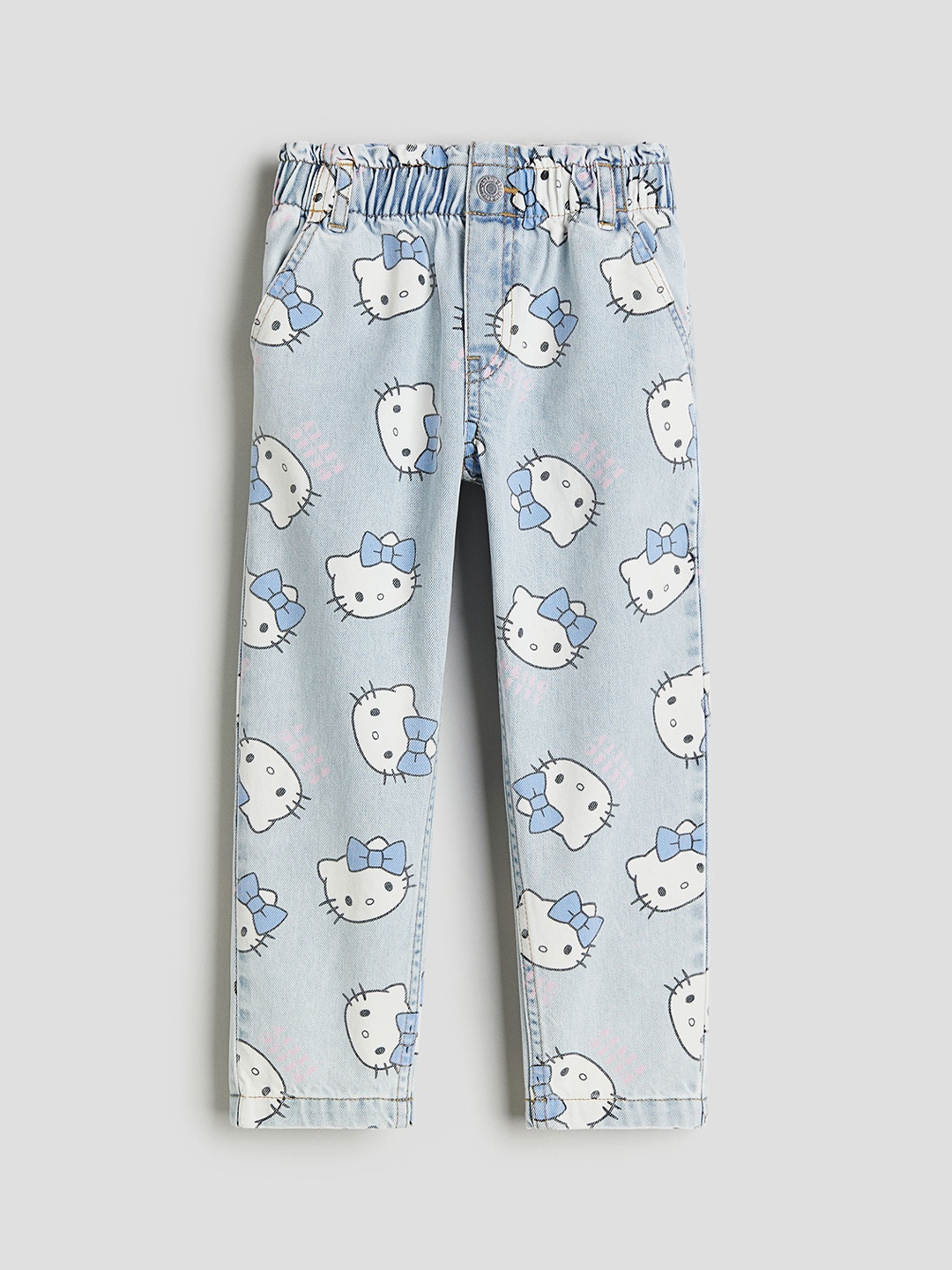 

H&M Girls Cotton Relaxed Fit Paper Bag Jeans, Blue