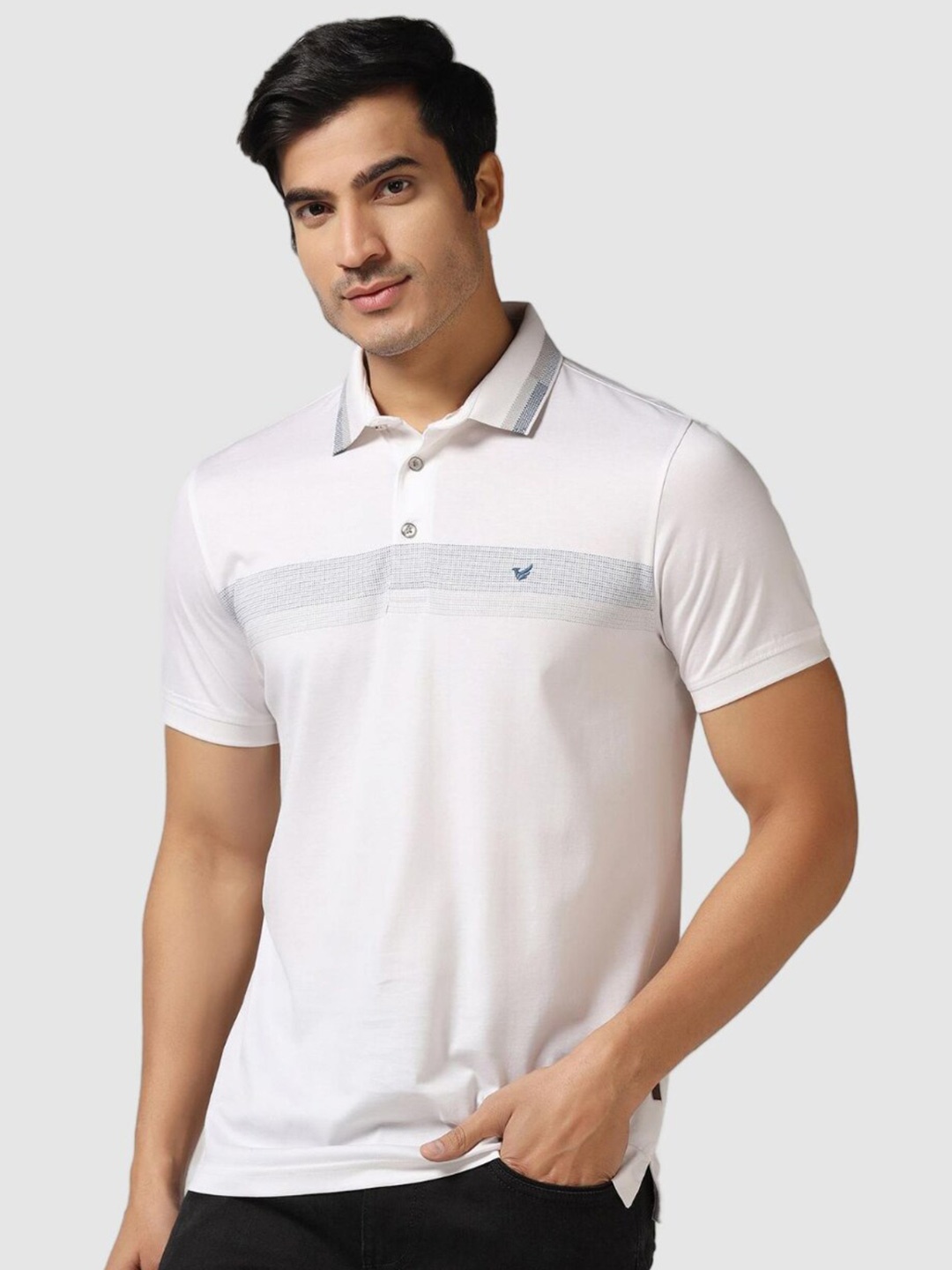 

Blackberrys Self Design Polo Collar Slim Fit Cotton T-shirt, White