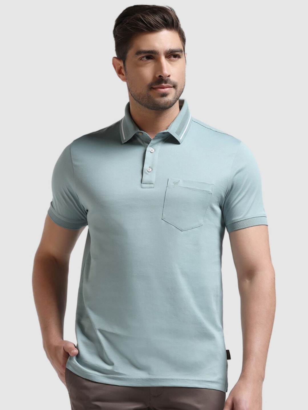 

Blackberrys Polo Collar Pockets Slim Fit Cotton T-shirt, Green