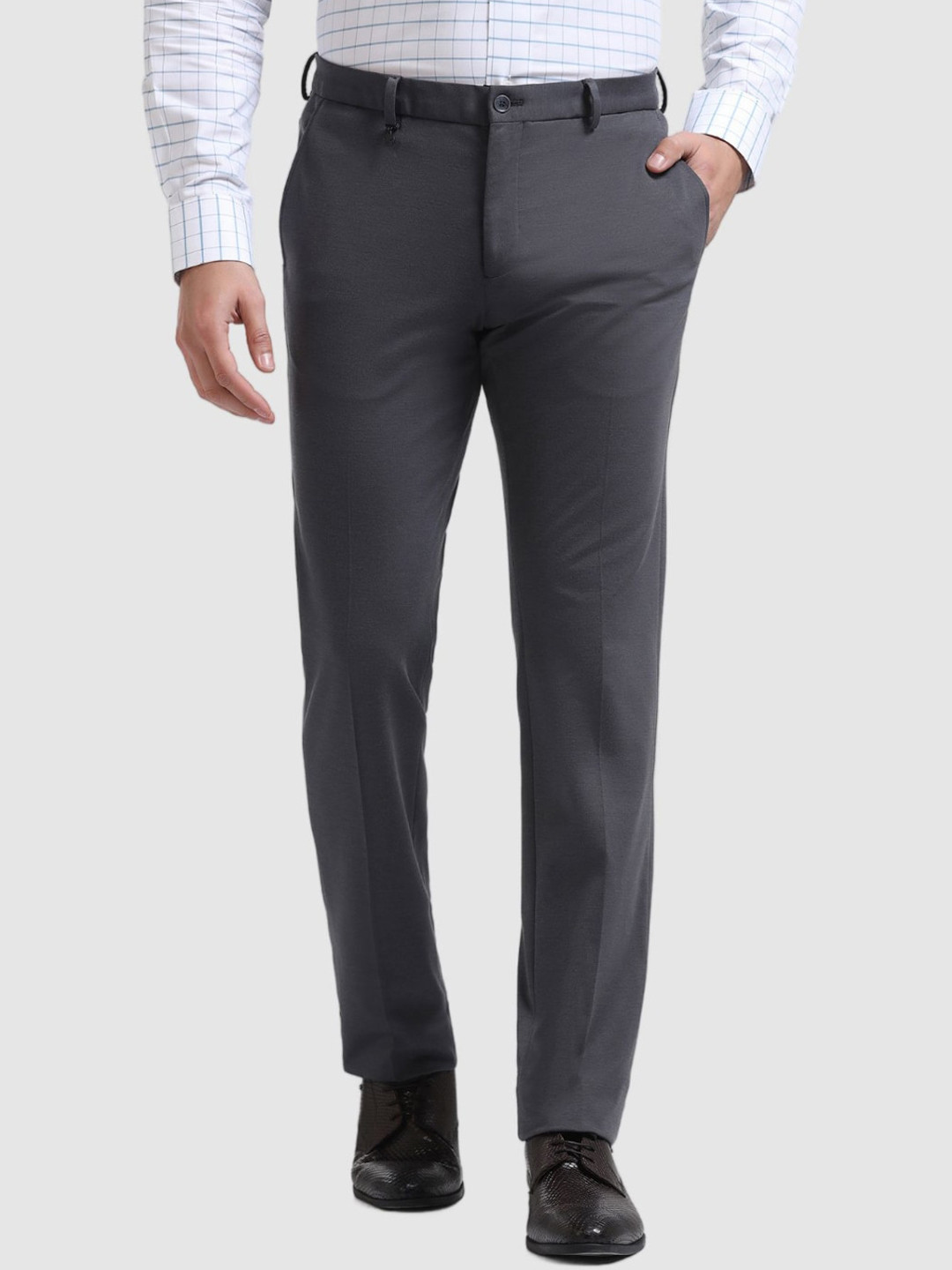 

Blackberrys Men Slim Fit Formal Trousers, Grey