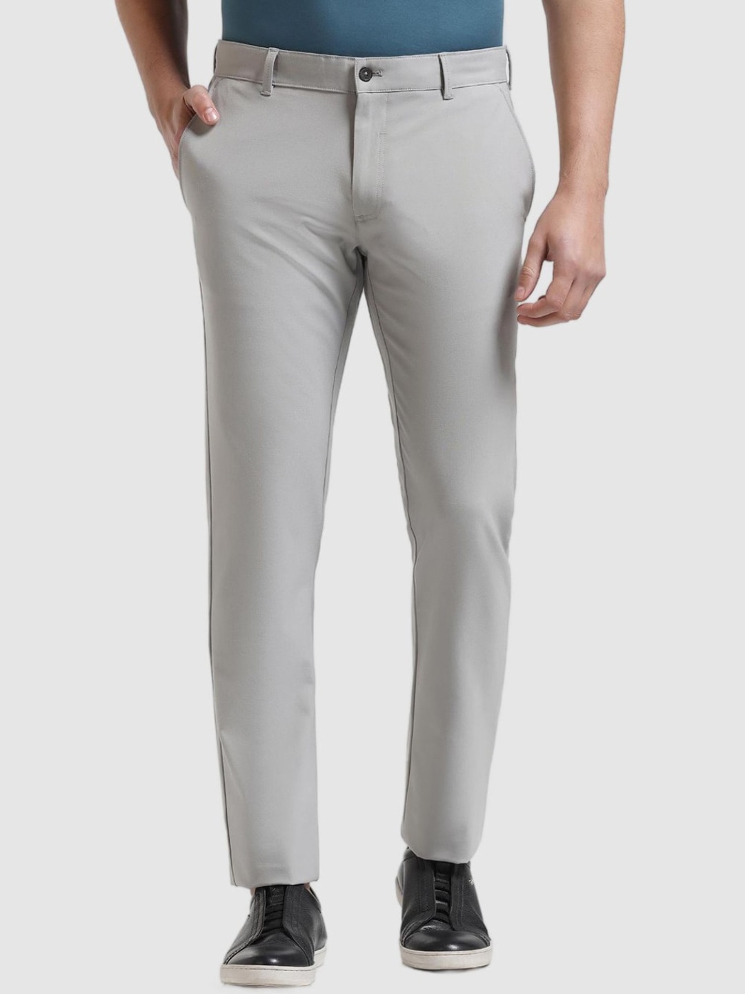 

Blackberrys Men Slim Fit Mid-Rise Formal Trouser, Grey