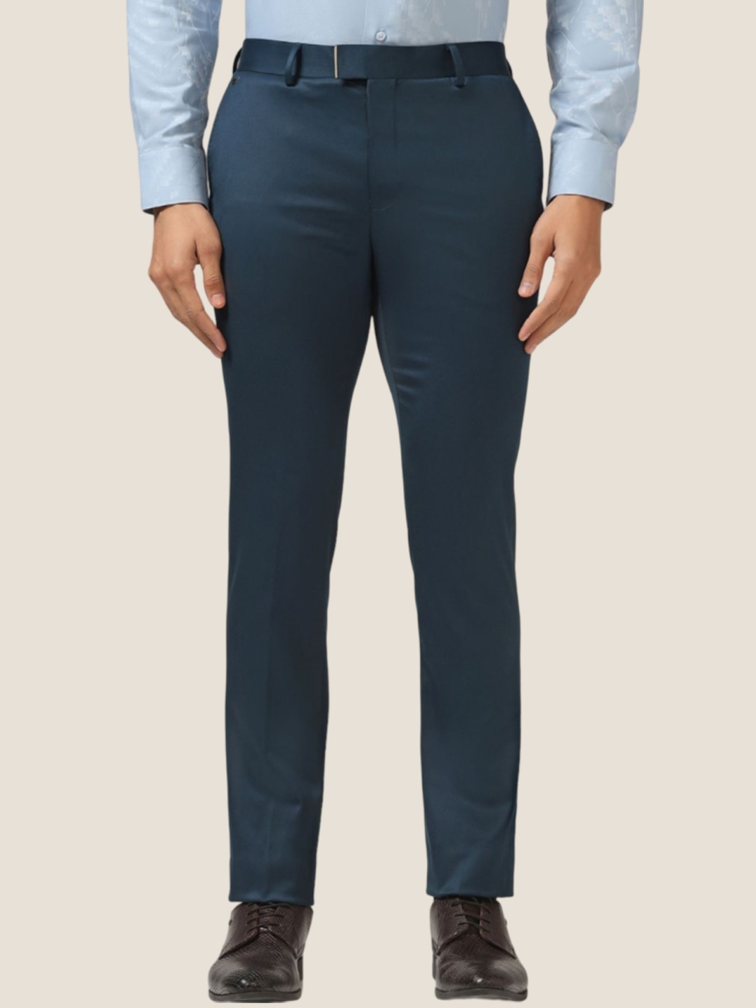 

Blackberrys Men Slim Fit Low-Rise Trousers, Teal