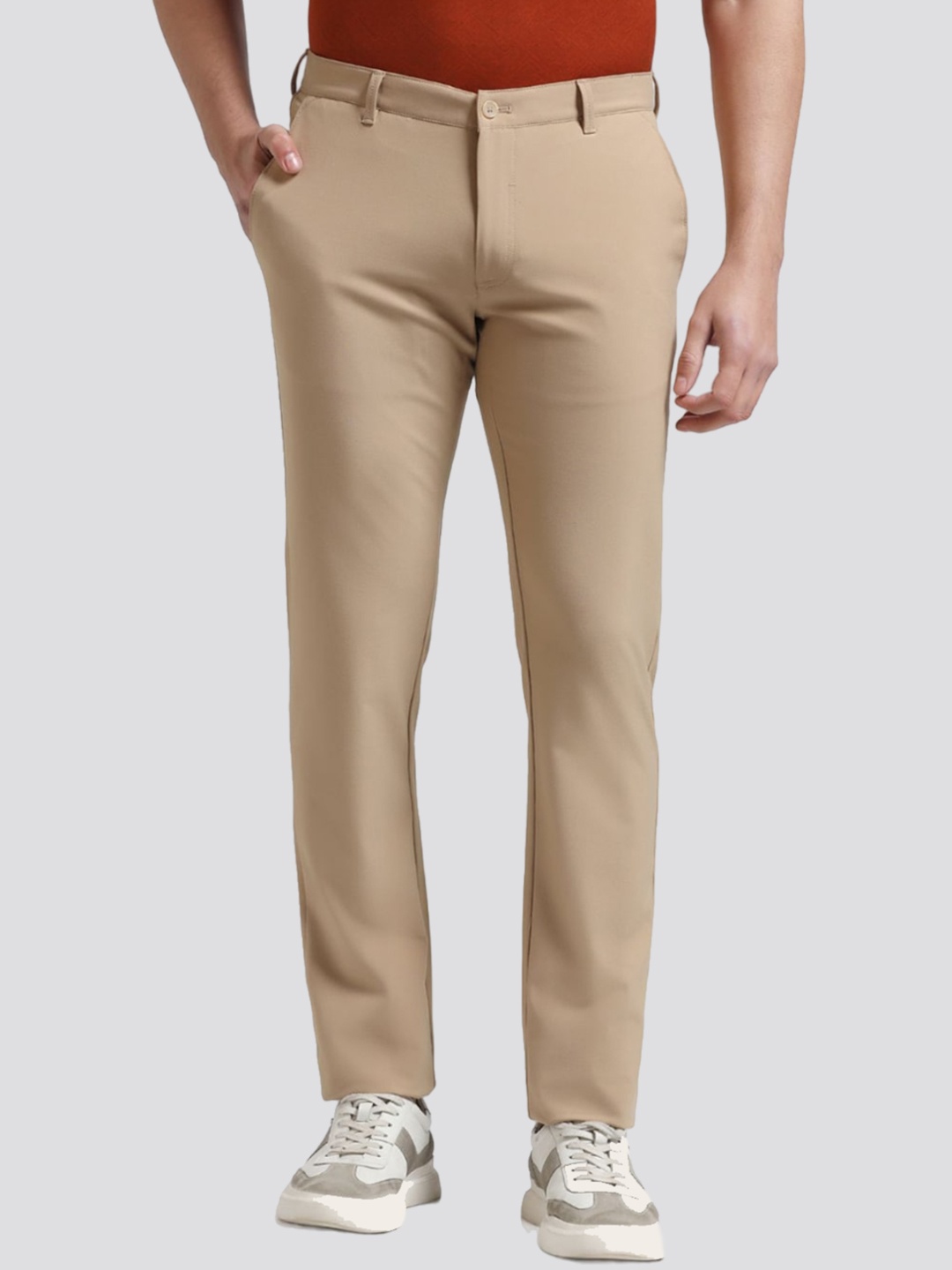 

Blackberrys Men Slim Fit Low-Rise Chinos Trousers, Beige