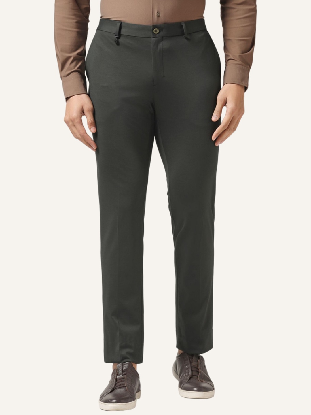 

Blackberrys TechPro Men Green Solid Formal Trouser