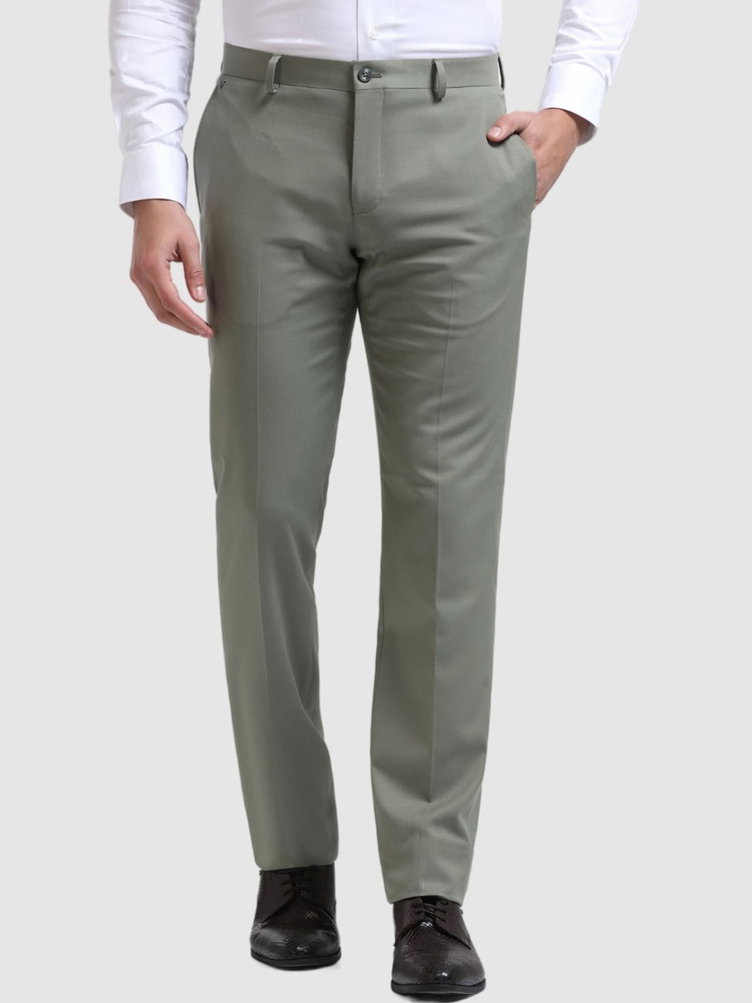 

Blackberrys Men Slim Fit Formal Trousers, Olive