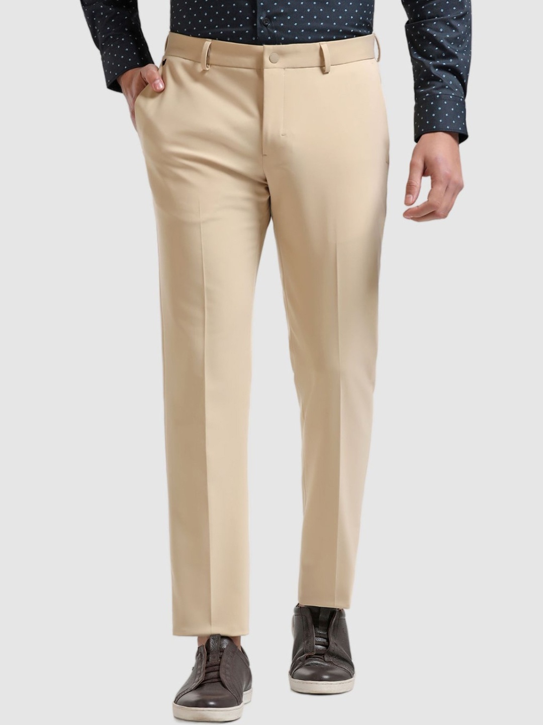 

Blackberrys Men Slim Fit Formal Trousers, Beige