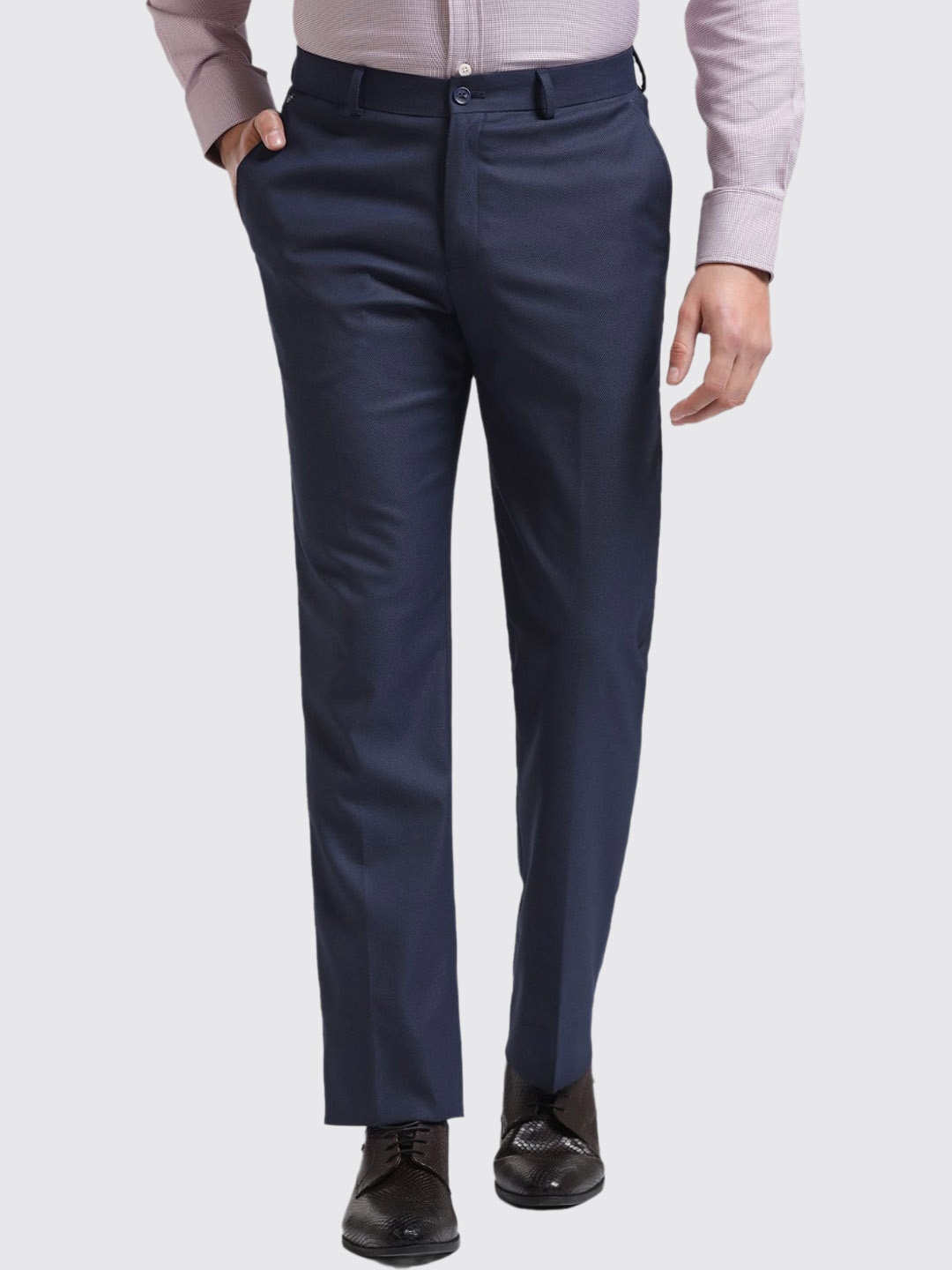

Blackberrys Men Mid-Rise Formal Trousers, Navy blue