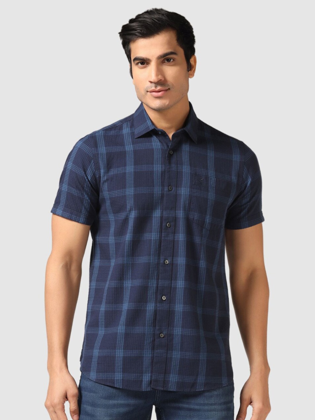 

Blackberrys India Slim Checked Cotton Casual Shirt, Blue