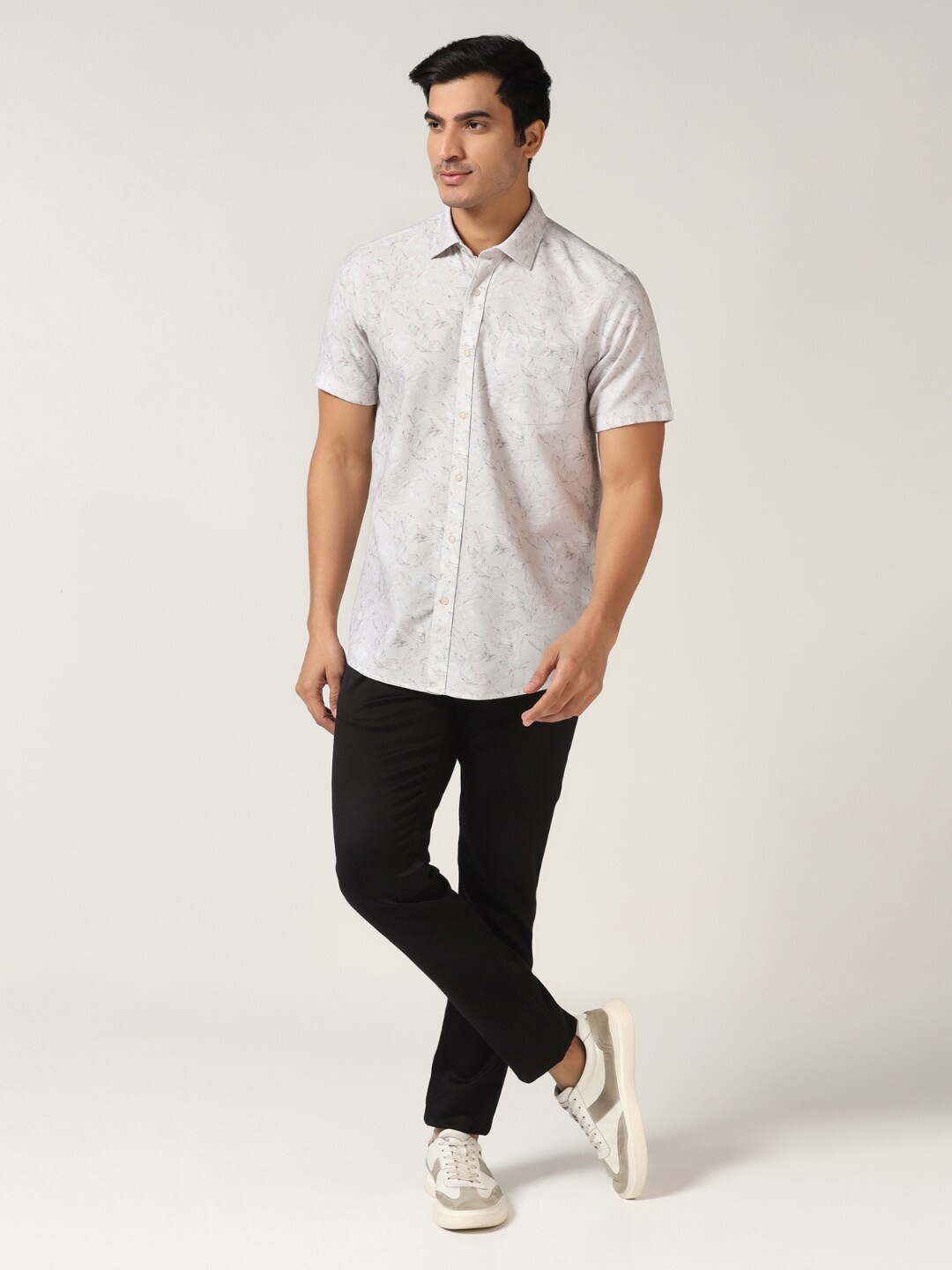 

Blackberrys India Slim Floral Printed Cotton Casual Shirt, Grey