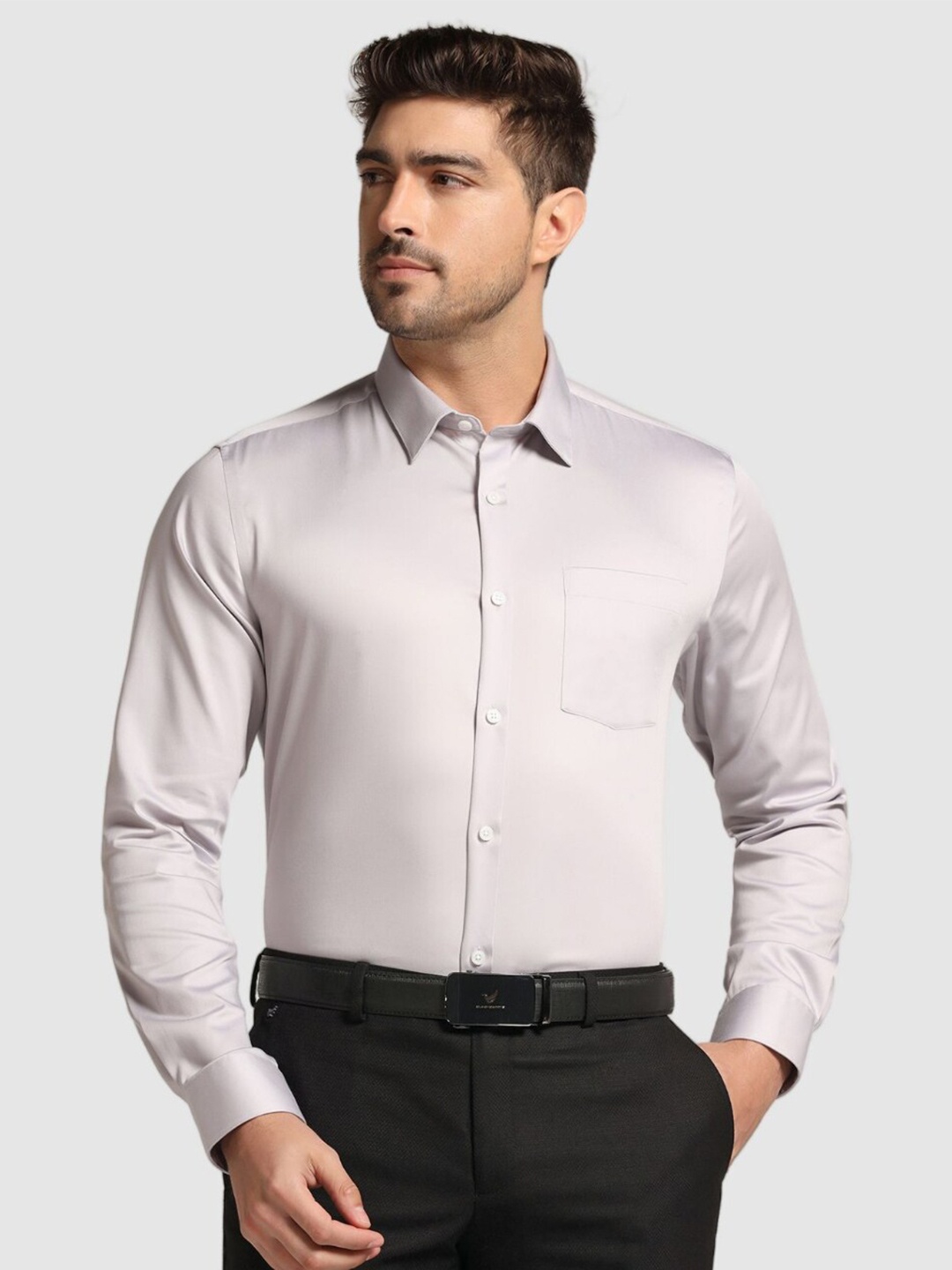 

Blackberrys Men'S Purple Solid Formal Slim Fit Wrinkle-Resistant Shirt, Lavender