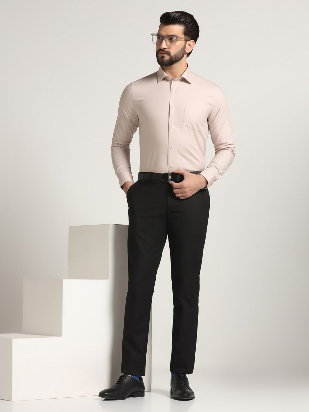 

Blackberrys India Slim Spread Collar Cotton Formal Shirt, Grey