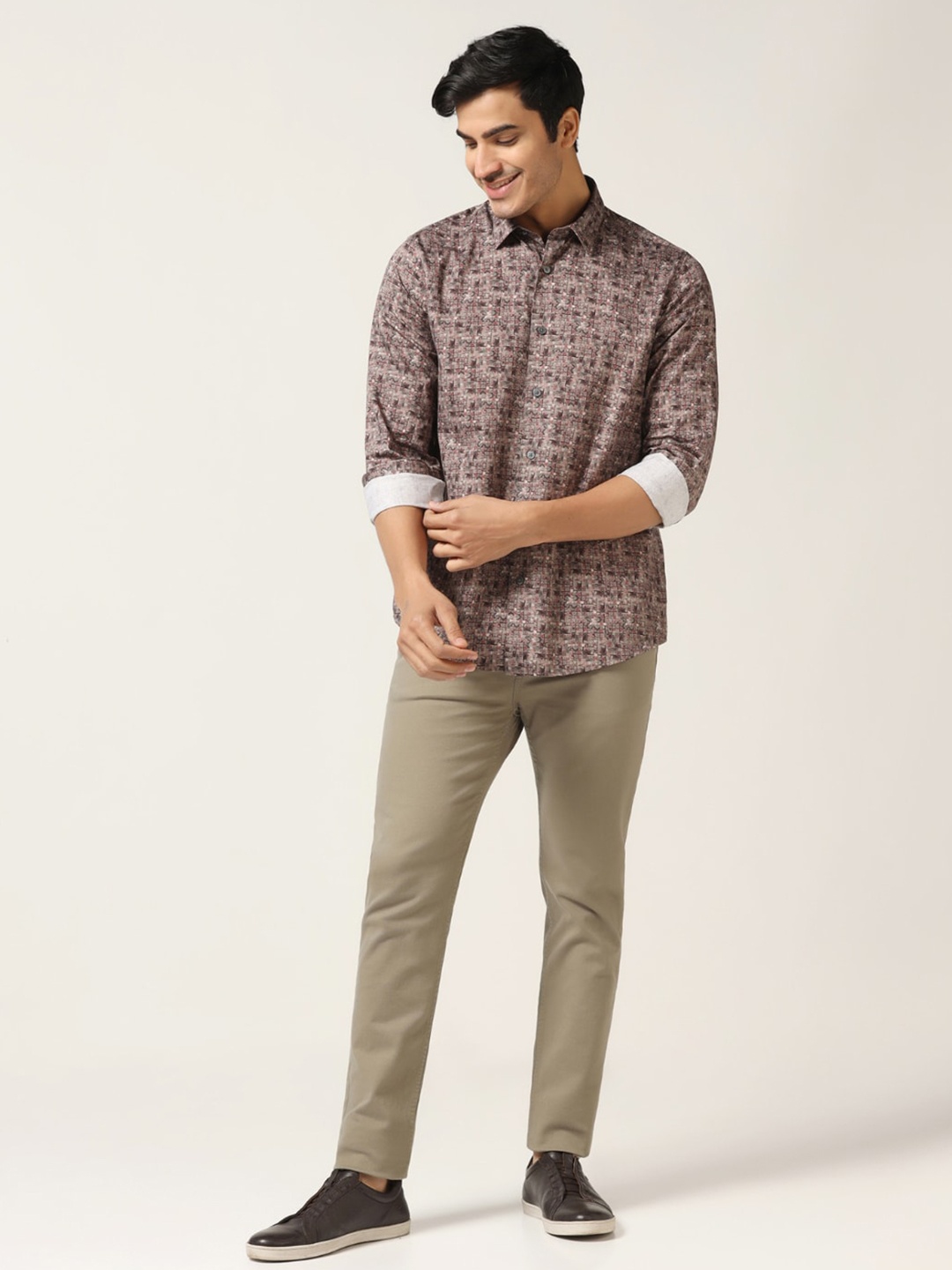 

Blackberrys India Slim Printed Cotton Casual Shirt, Grey