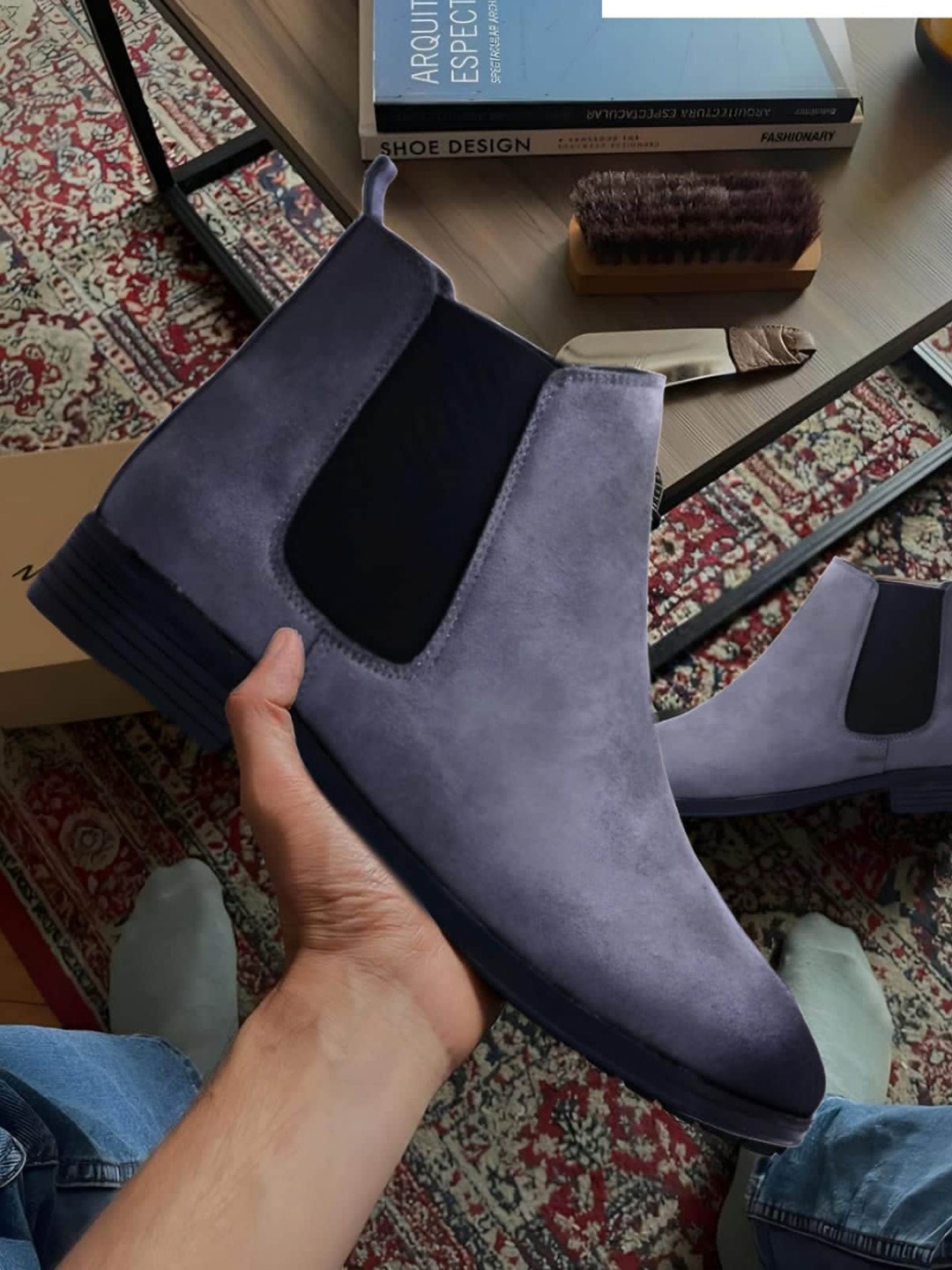 

ITALIAN ELEGANZA Men Mid Top Chelsea Boots, Grey