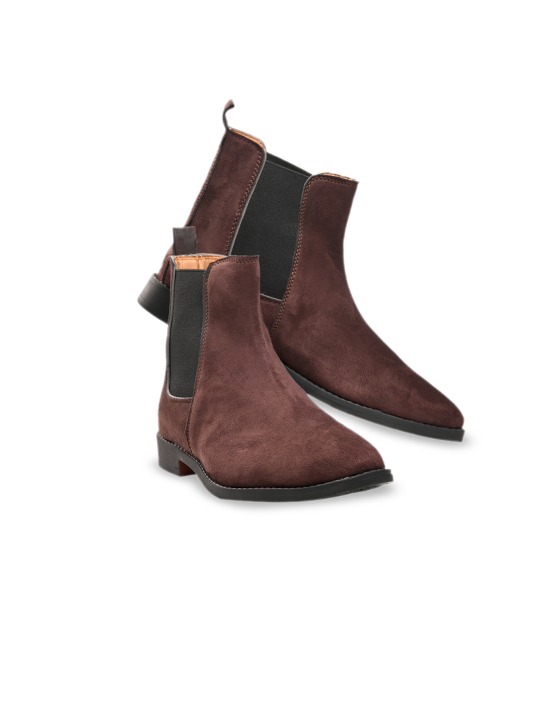 

ITALIAN ELEGANZA Men Round Toe Chelsea Boots, Brown
