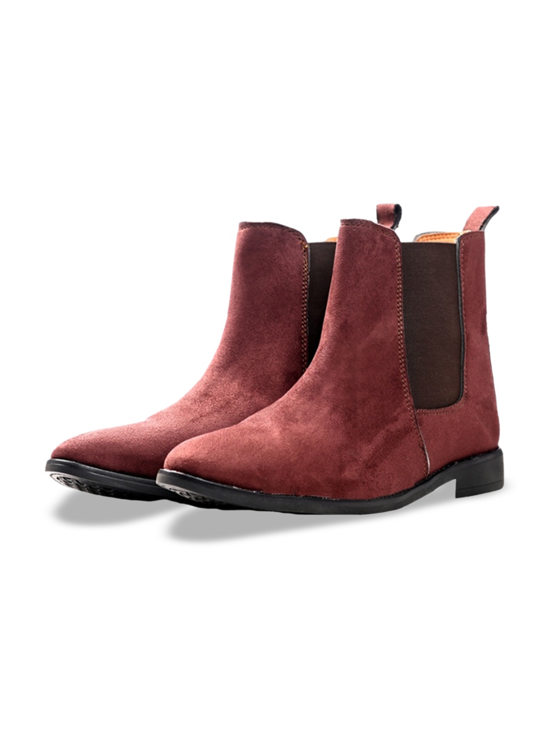 

ITALIAN ELEGANZA Men Round Toe Chelsea Boots, Maroon