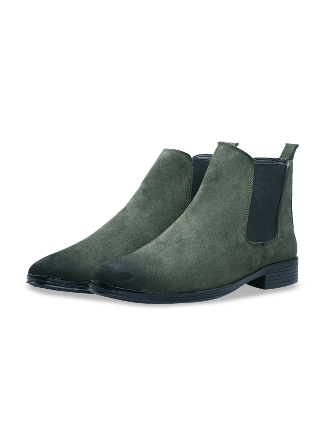 

ITALIAN ELEGANZA Men Round Toe Chelsea Boots, Green