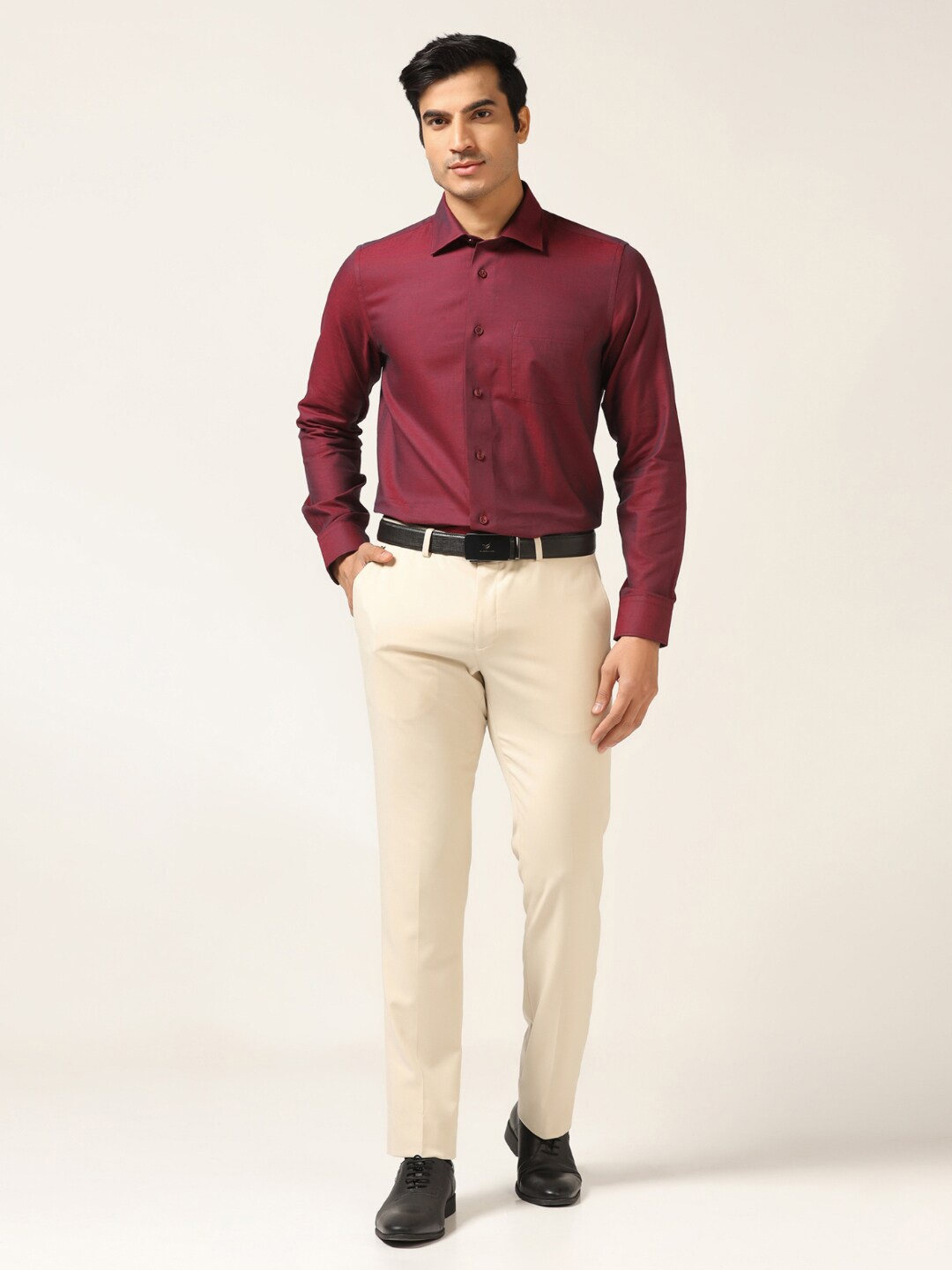 

Blackberrys India Slim Spread Collar Cotton Formal Shirt, Red