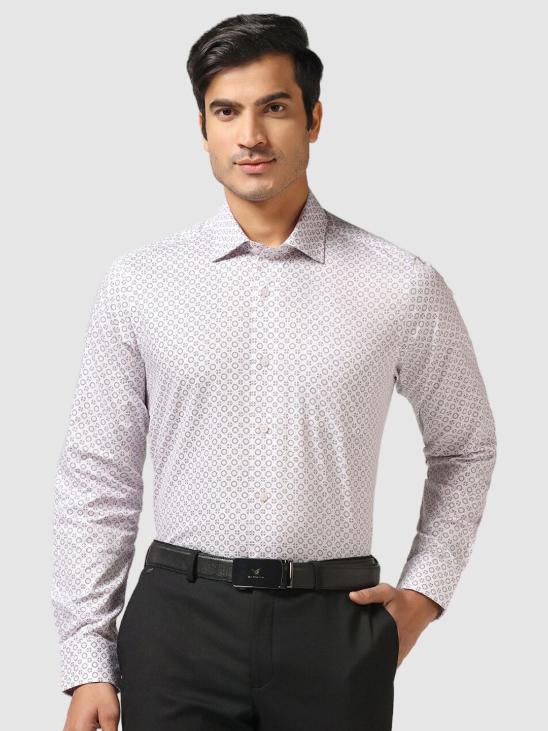 

Blackberrys India Slim Floral Printed Cotton Spread Collar Slim Fit Opaque Formal Shirt, Purple