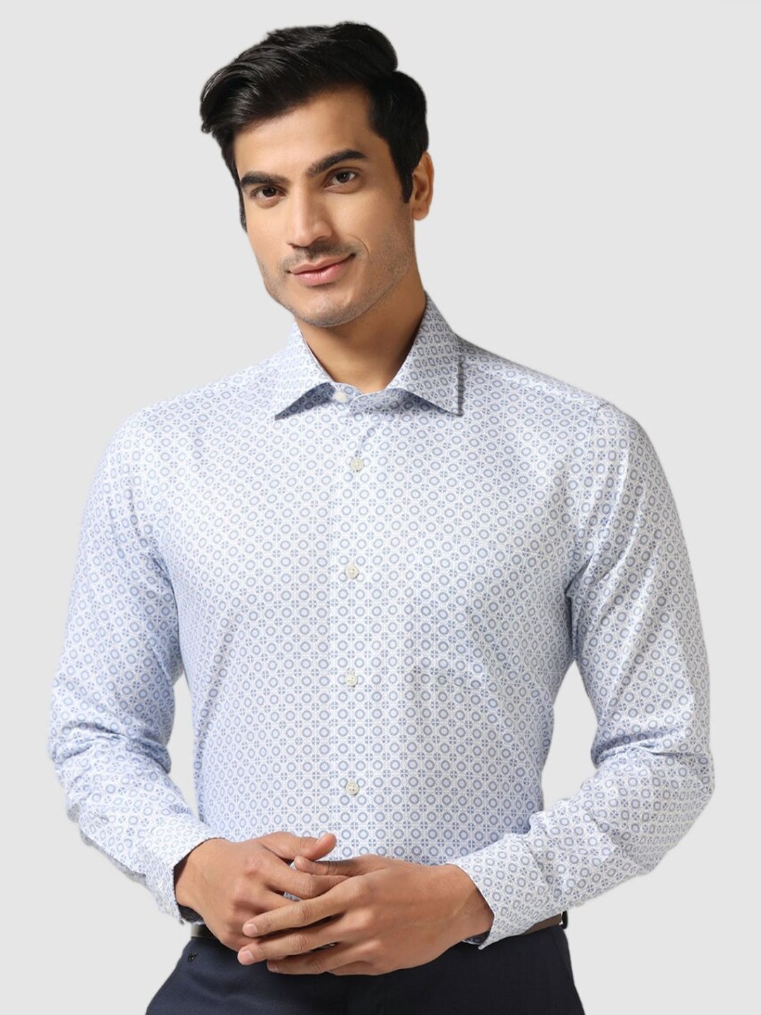 

Blackberrys India Slim Geometric Printed Cotton Formal Shirt, Blue