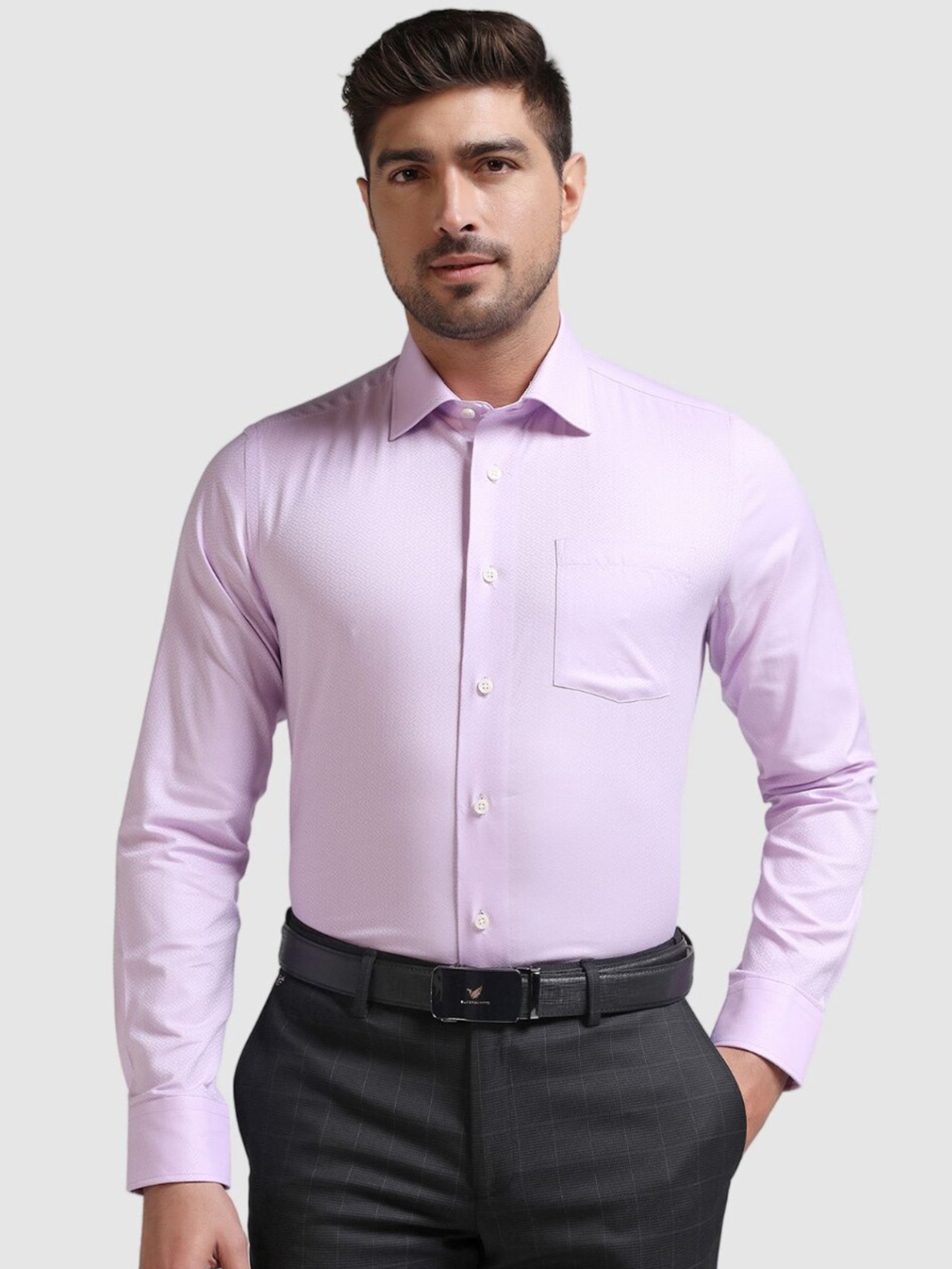 

Blackberrys India Slim Cotton Spread Collar Long Sleeves Slim Fit Opaque Formal Shirt, Purple