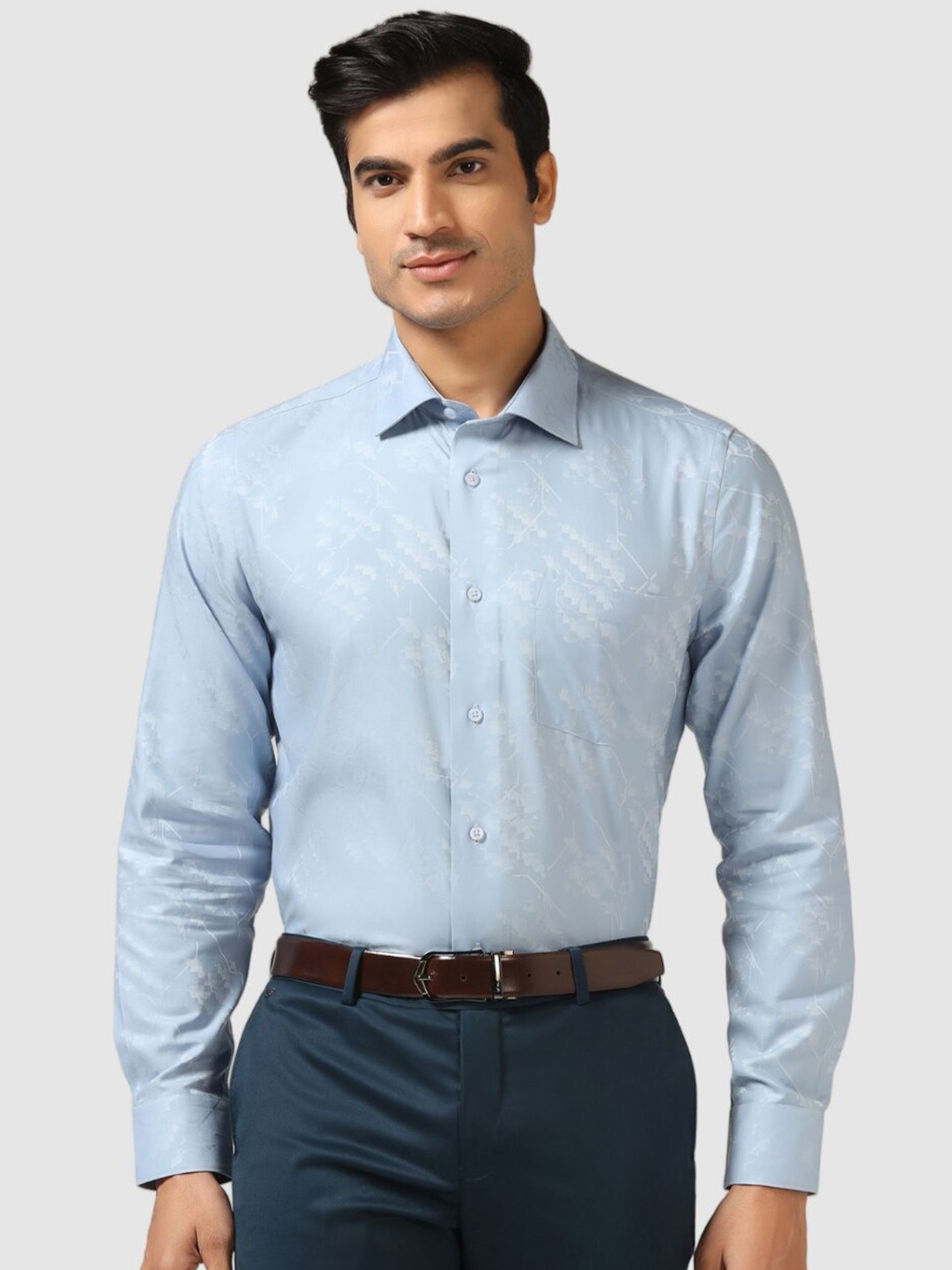 

Blackberrys India Slim Printed Cotton Formal Shirt, Blue