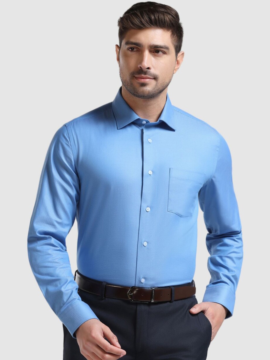 

Blackberrys India Slim Spread Collar Cotton Formal Shirt, Blue