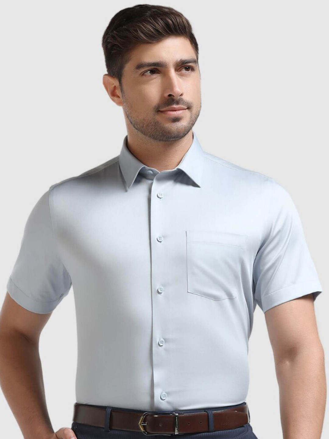 

Blackberrys India Slim Spread Collar Cotton Formal Shirt, Blue