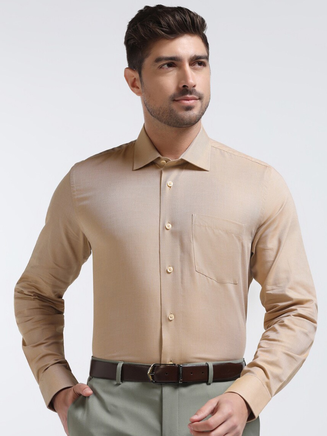 

Blackberrys India Slim Spread Collar Cotton Formal Shirt, Yellow