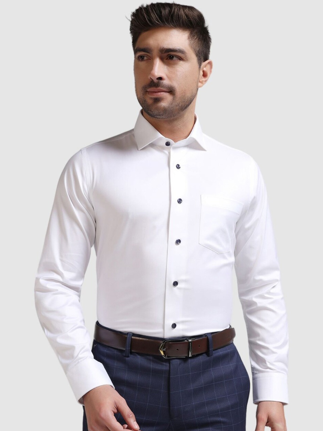 

Blackberrys India Slim Spread Collar Cotton Formal Shirt, White