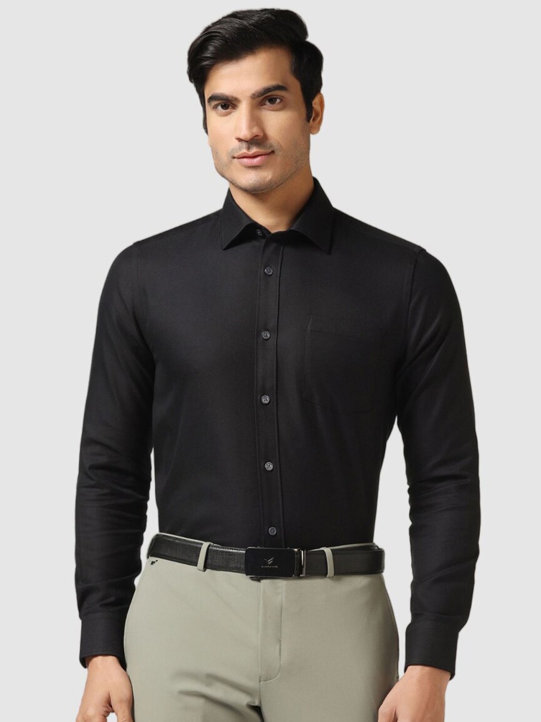 

Blackberrys Men India Slim Fit Temp Tech Formal Shirt, Black