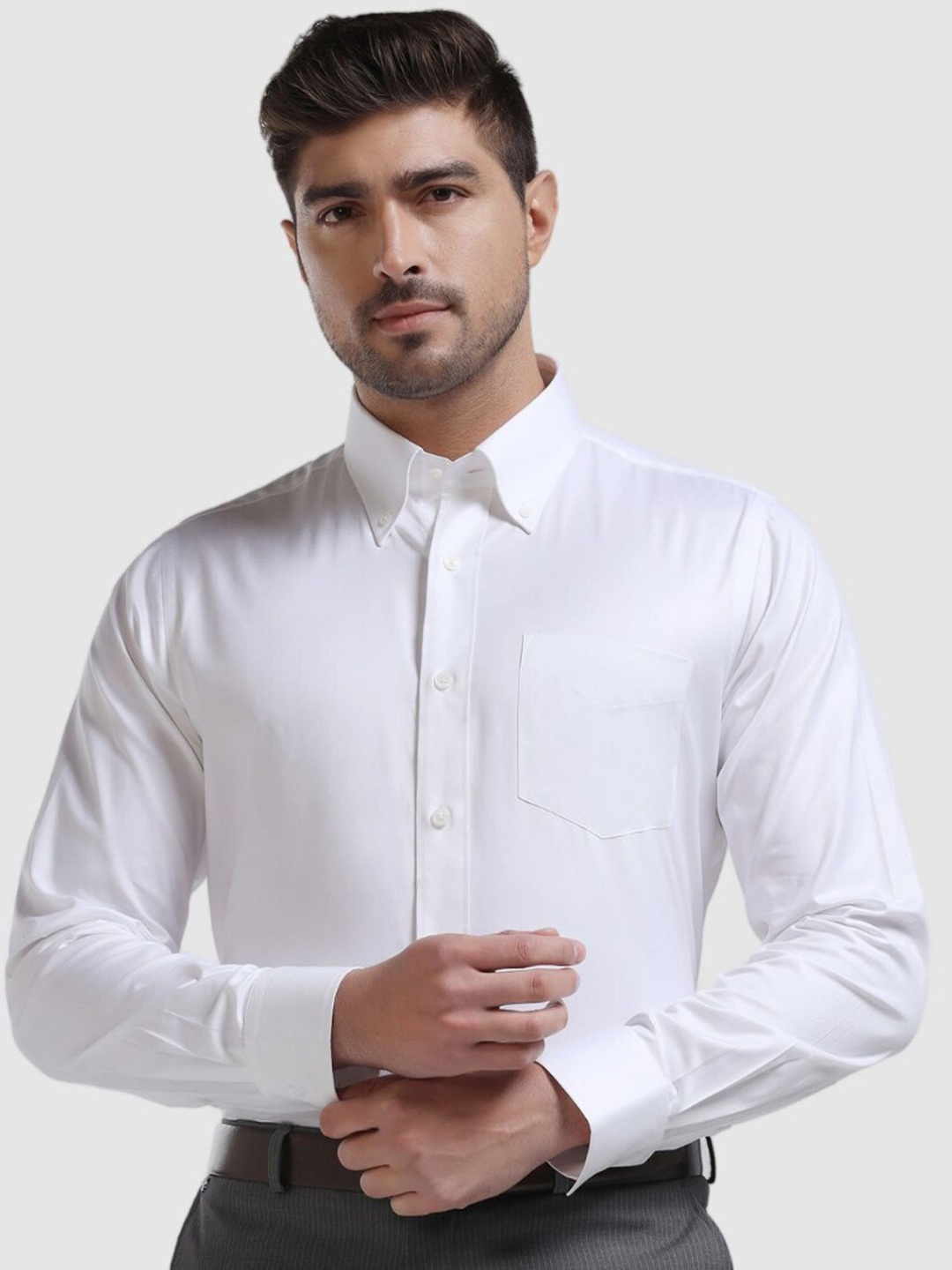 

Blackberrys India Slim Fit Button-Down Collar Cotton Formal Shirt, White