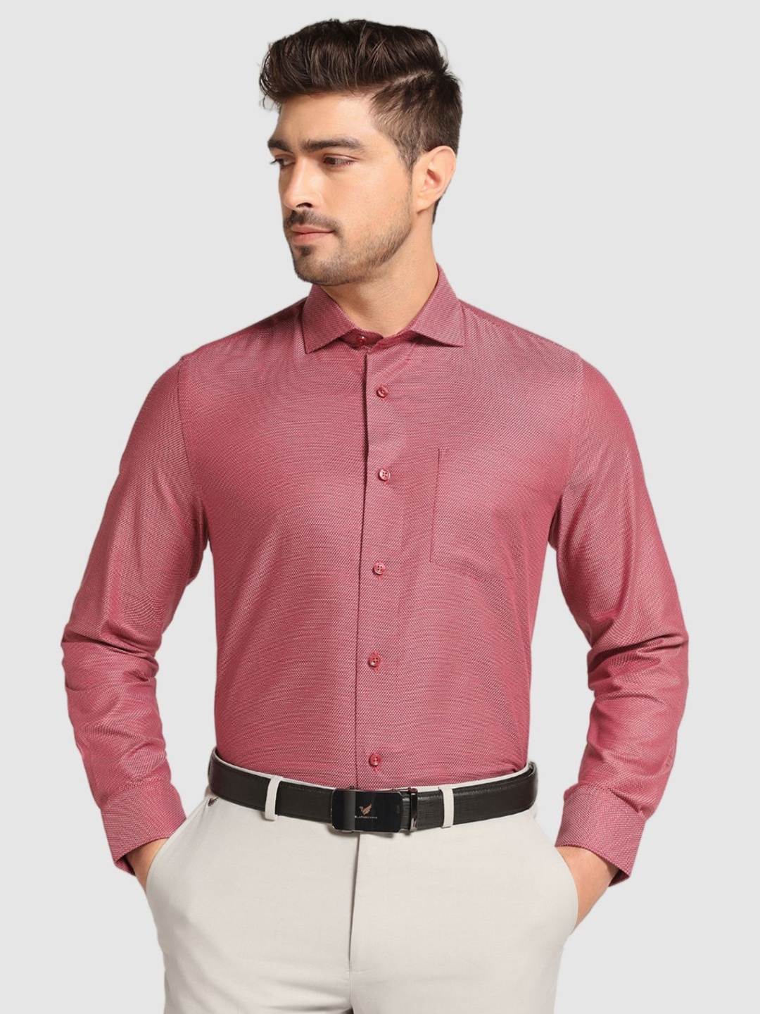 

Blackberrys India Slim Spread Collar Cotton Formal Shirt, Red