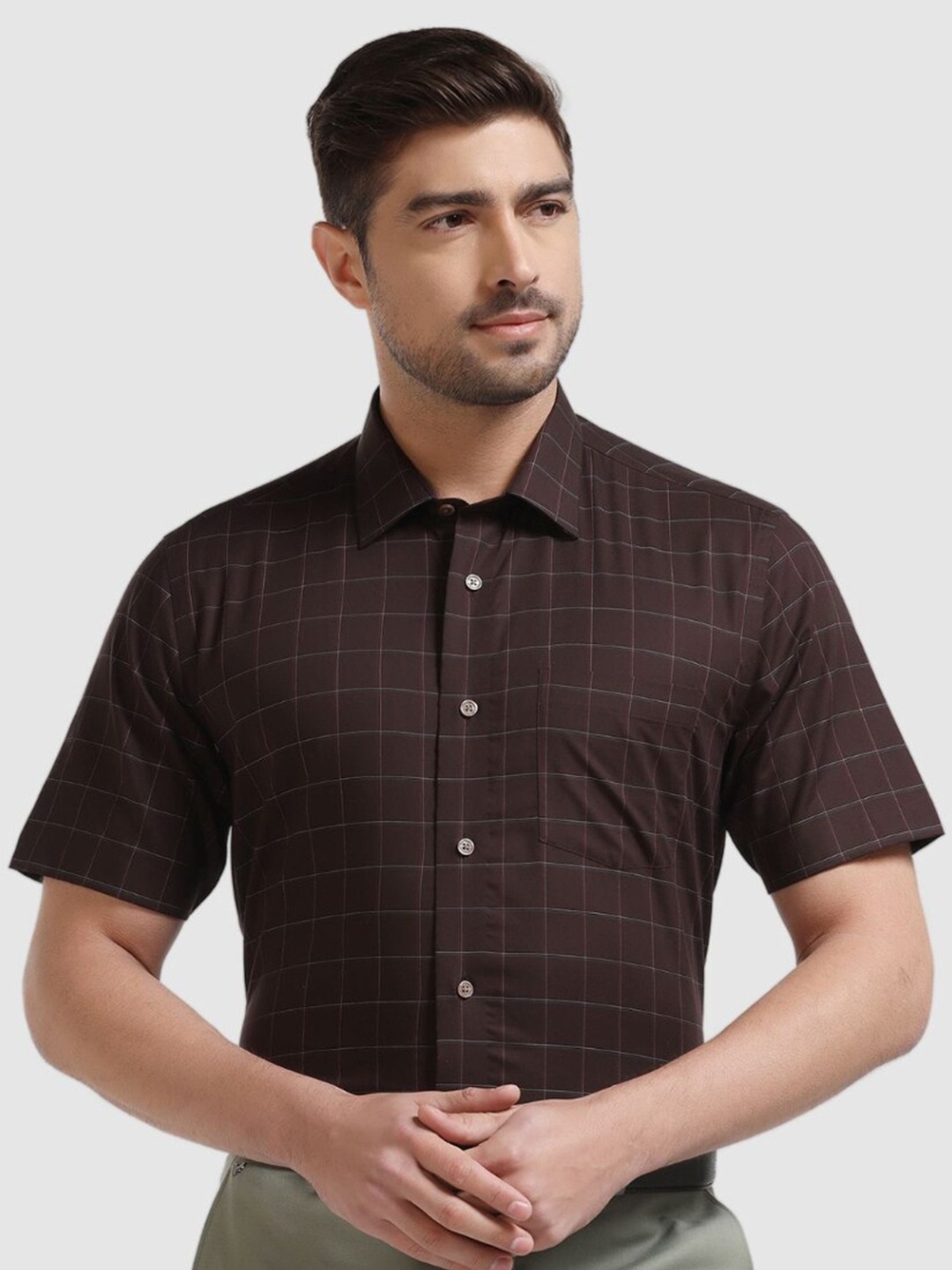 

Blackberrys India Slim Checked Cotton Formal Shirt, Purple