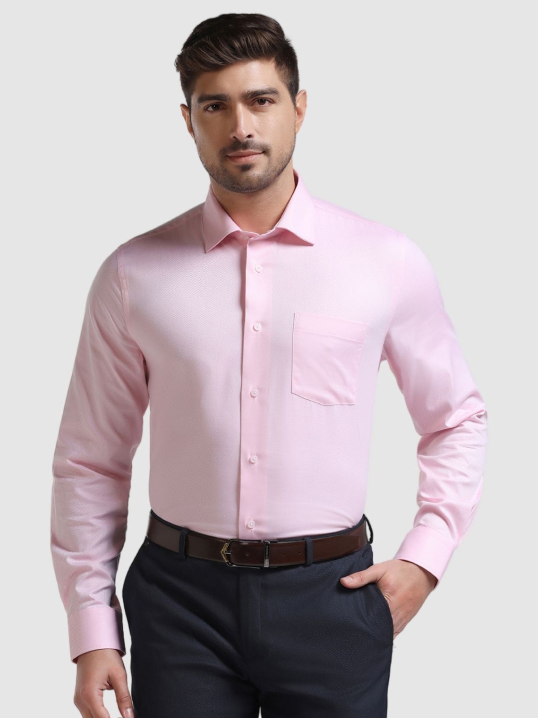 

Blackberrys India Slim Spread Collar Cotton Formal Shirt, Pink