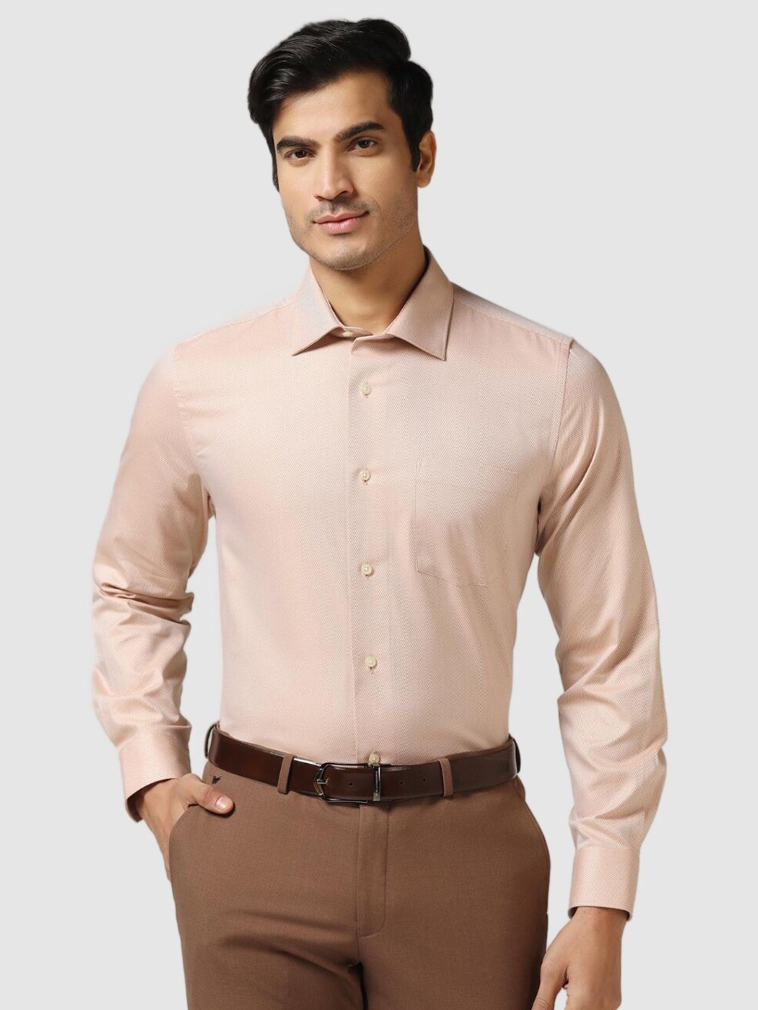 

Blackberrys India Slim Spread Collar Cotton Formal Shirt, Peach