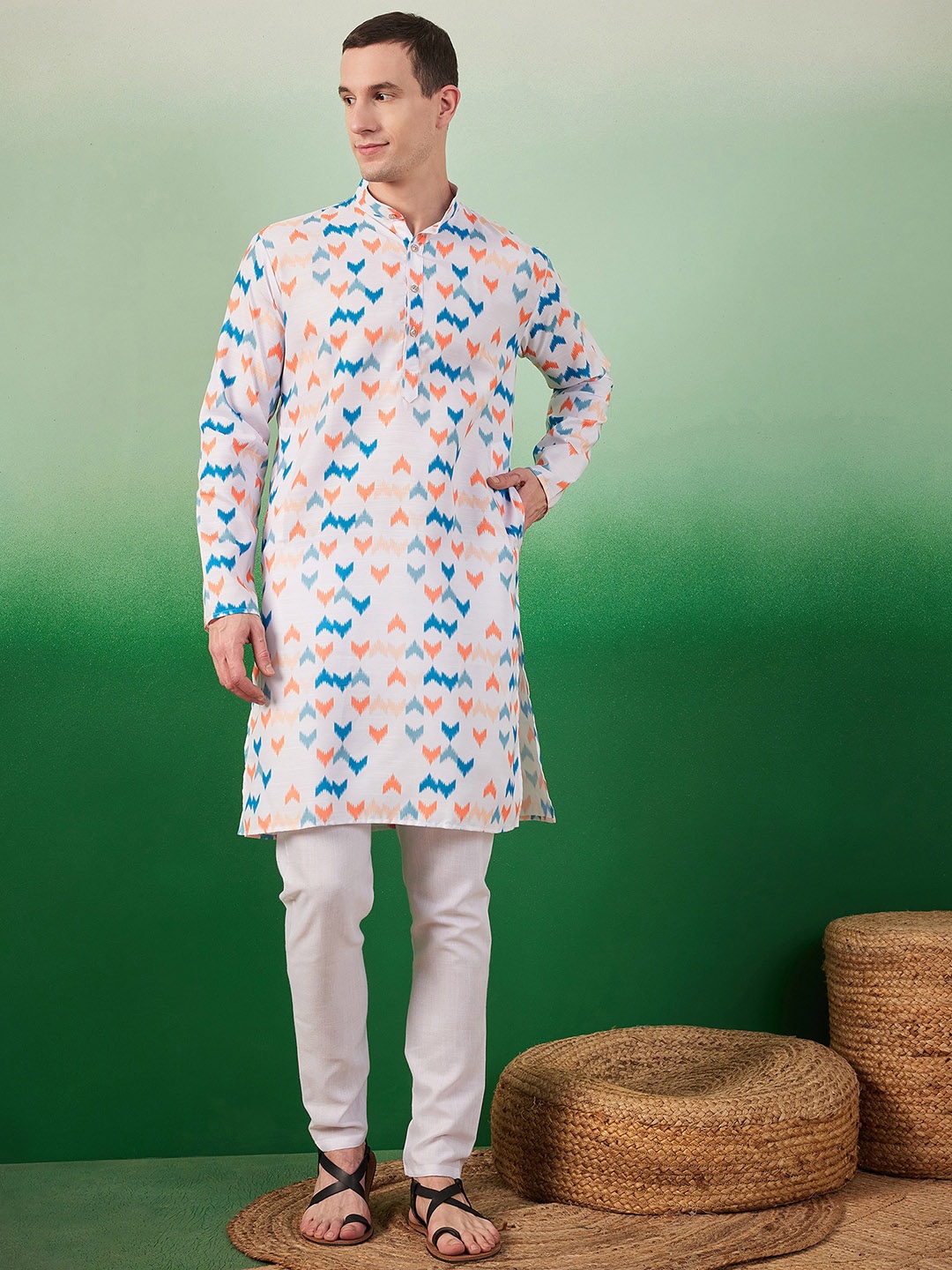 

Sangria Abstract Printed Straight Kurta, White