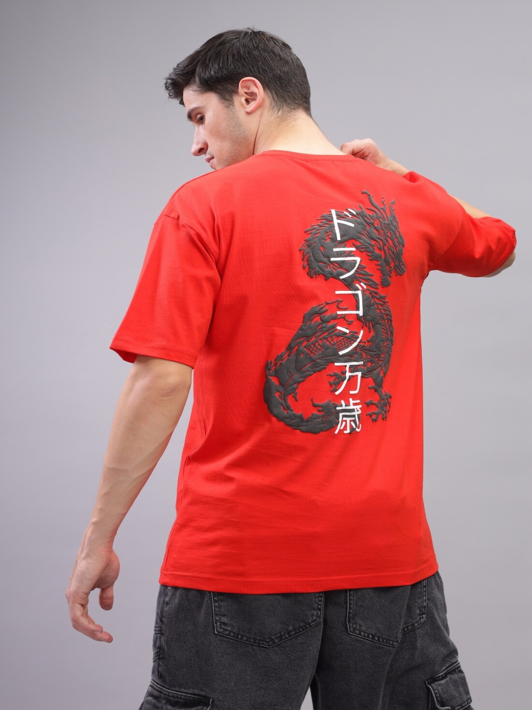 

ADRO Men Typography Printed Applique T-shirt, Red