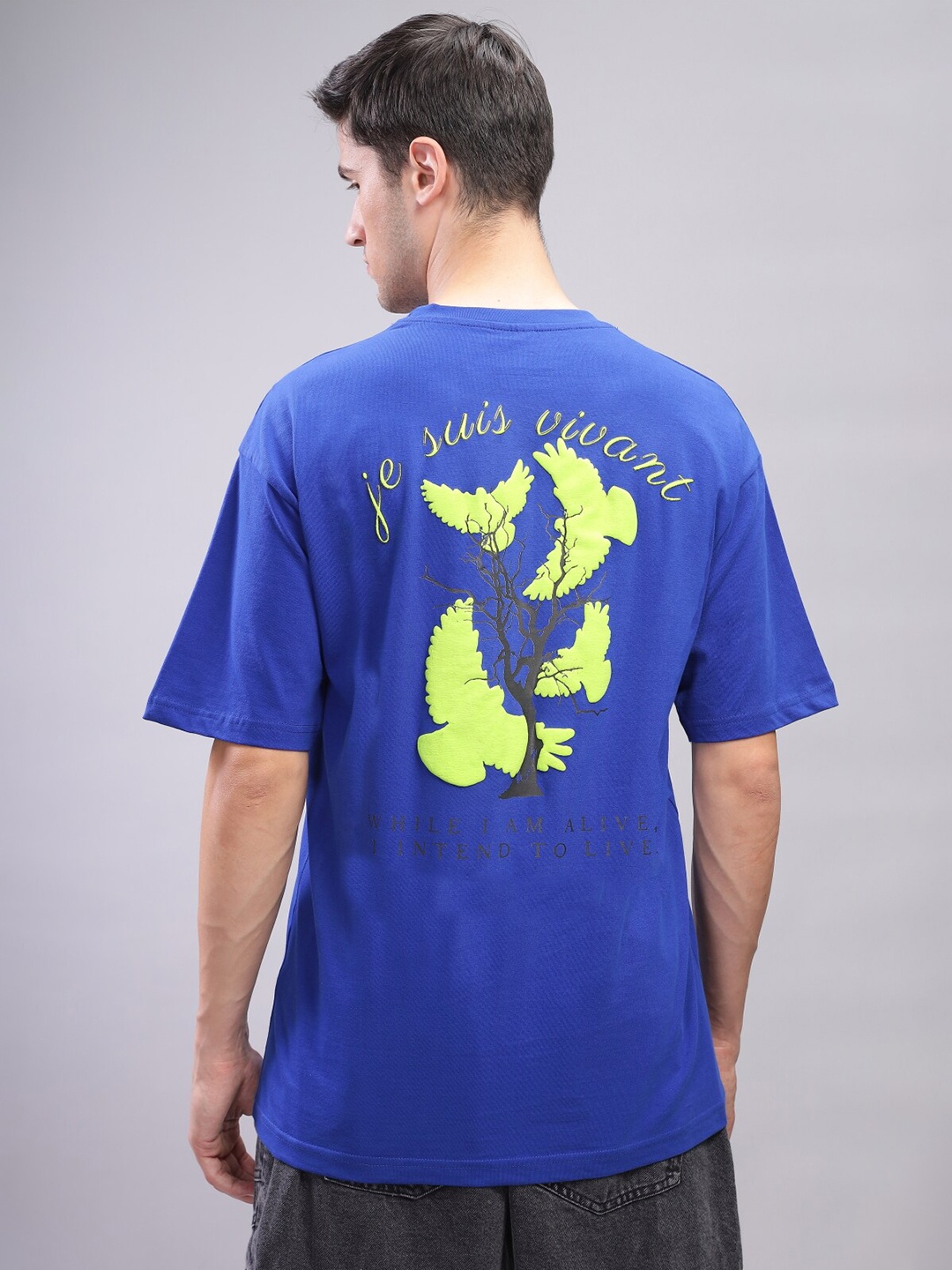 

ADRO Men Typography Printed Applique T-shirt, Blue