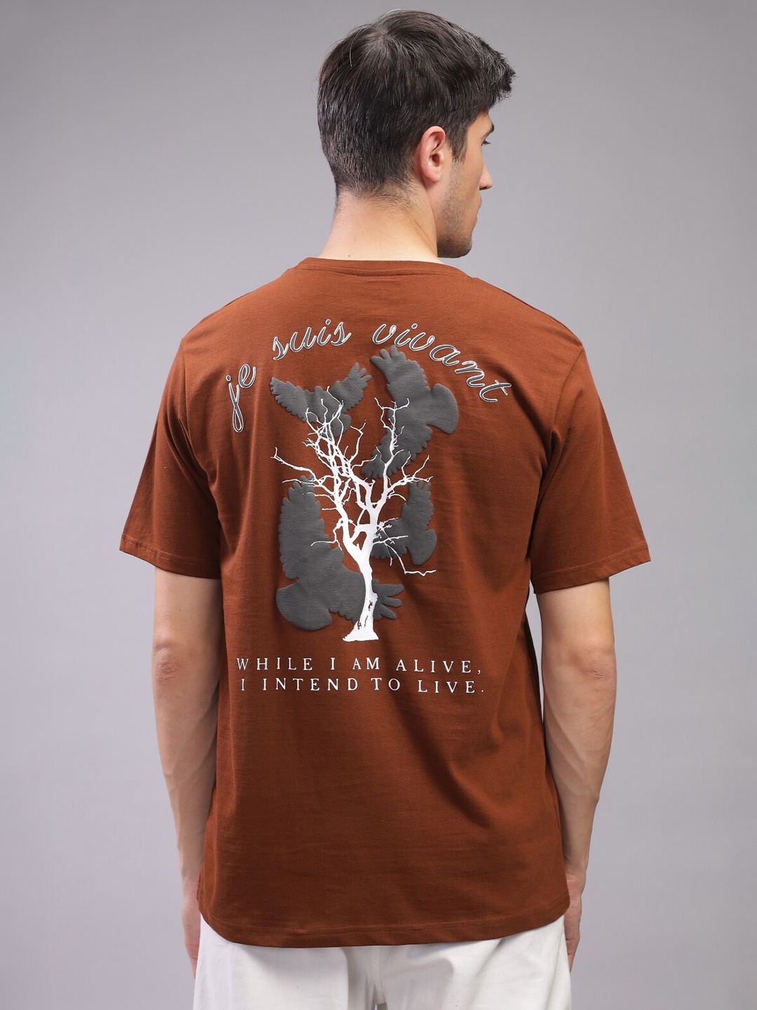 

ADRO Men Varsity Printed T-shirt, Brown