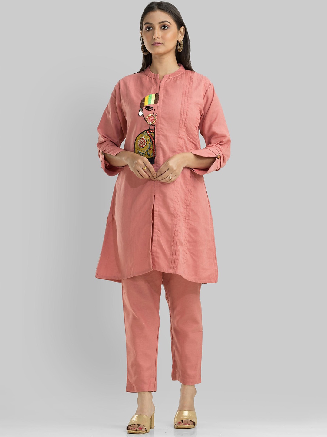 

SACRED SUTA Embroidered Top With Trousers, Pink