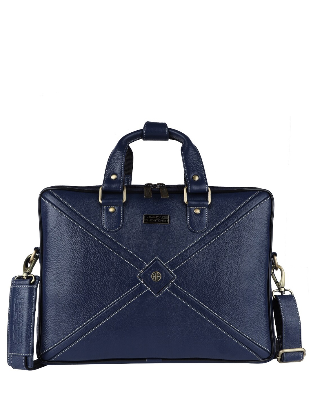 

HAMMONDS FLYCATCHER Men Leather Laptop Bag Up to 16 inch, Navy blue