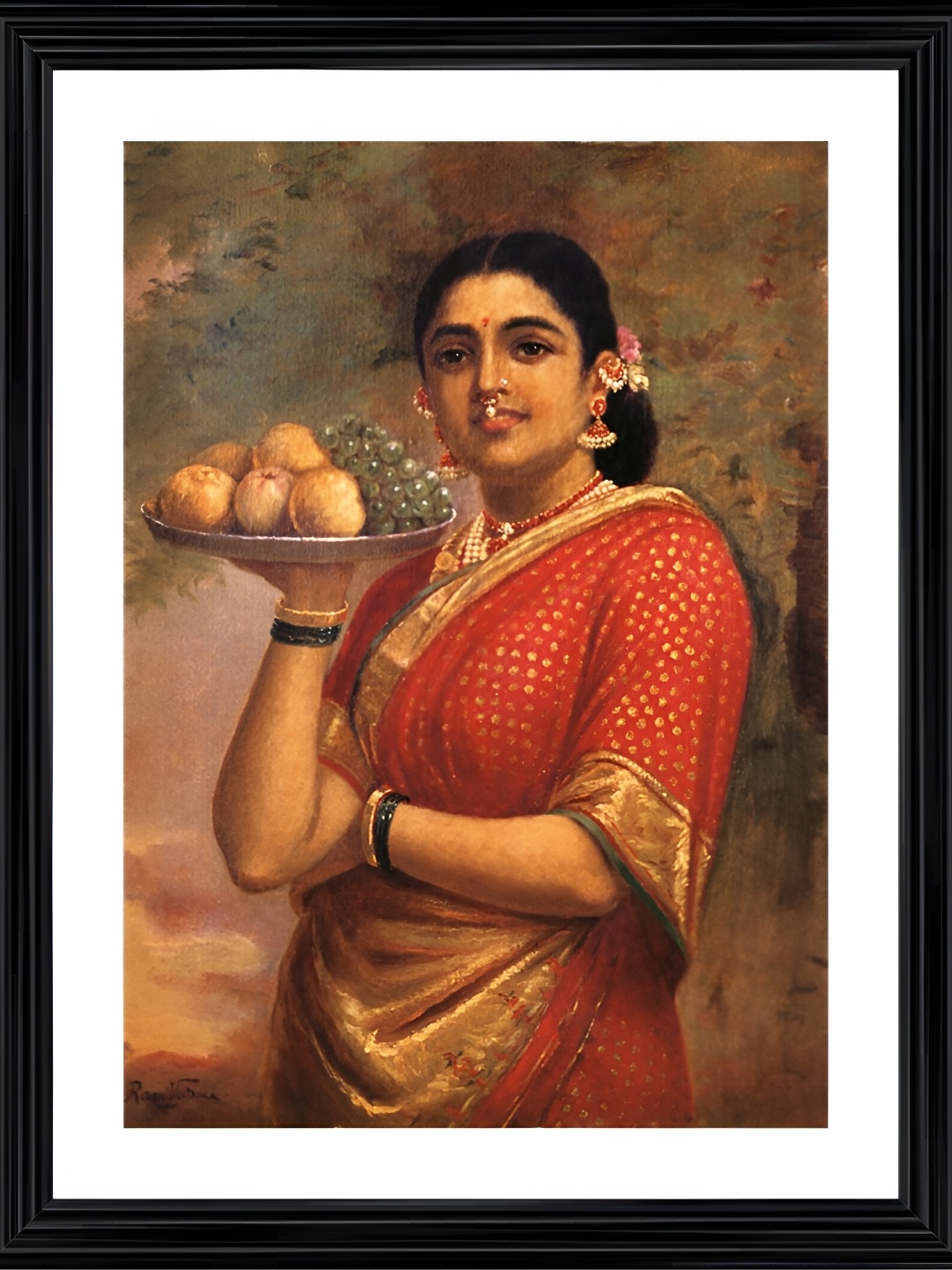 

Adventures India Black & Red Wooden Painting Wall Art, Blue