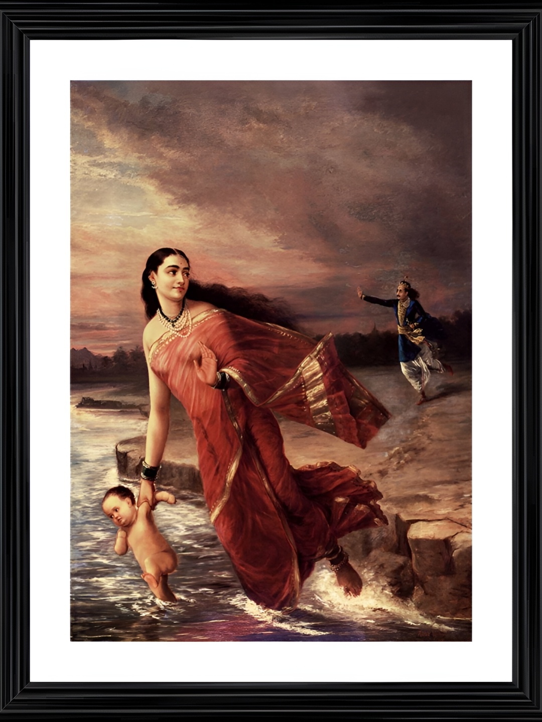 

Adventures India Black & Brown Printed Wooden Framed Painting Wall Art