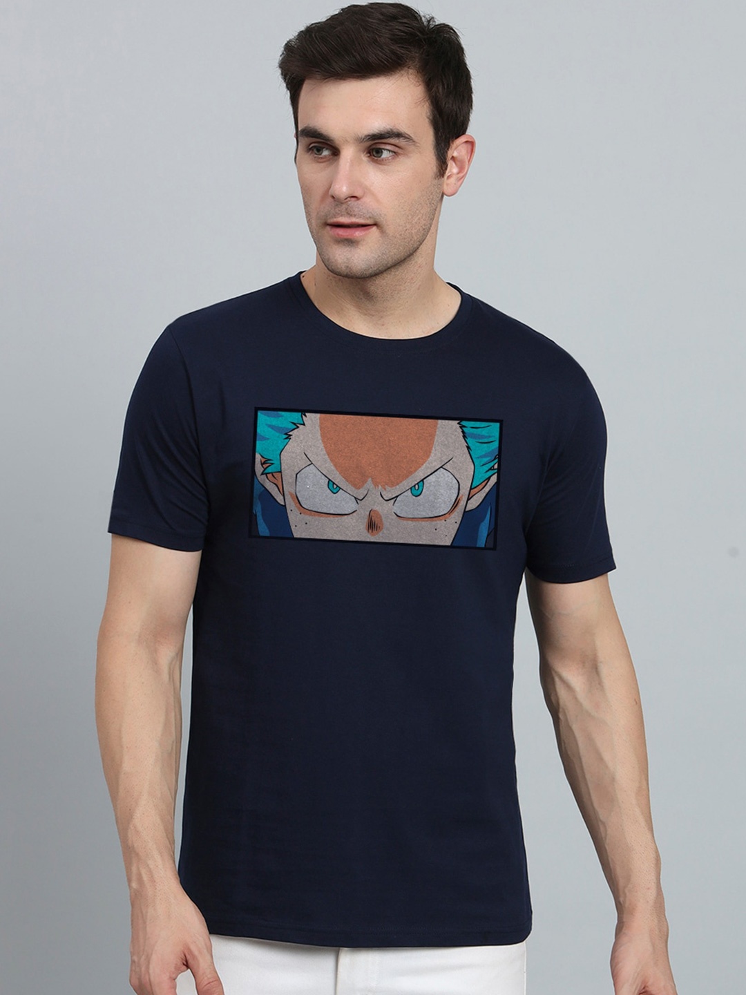 

PEPPYZONE Printed Round Neck Short Sleeves Cotton T-shirt, Navy blue